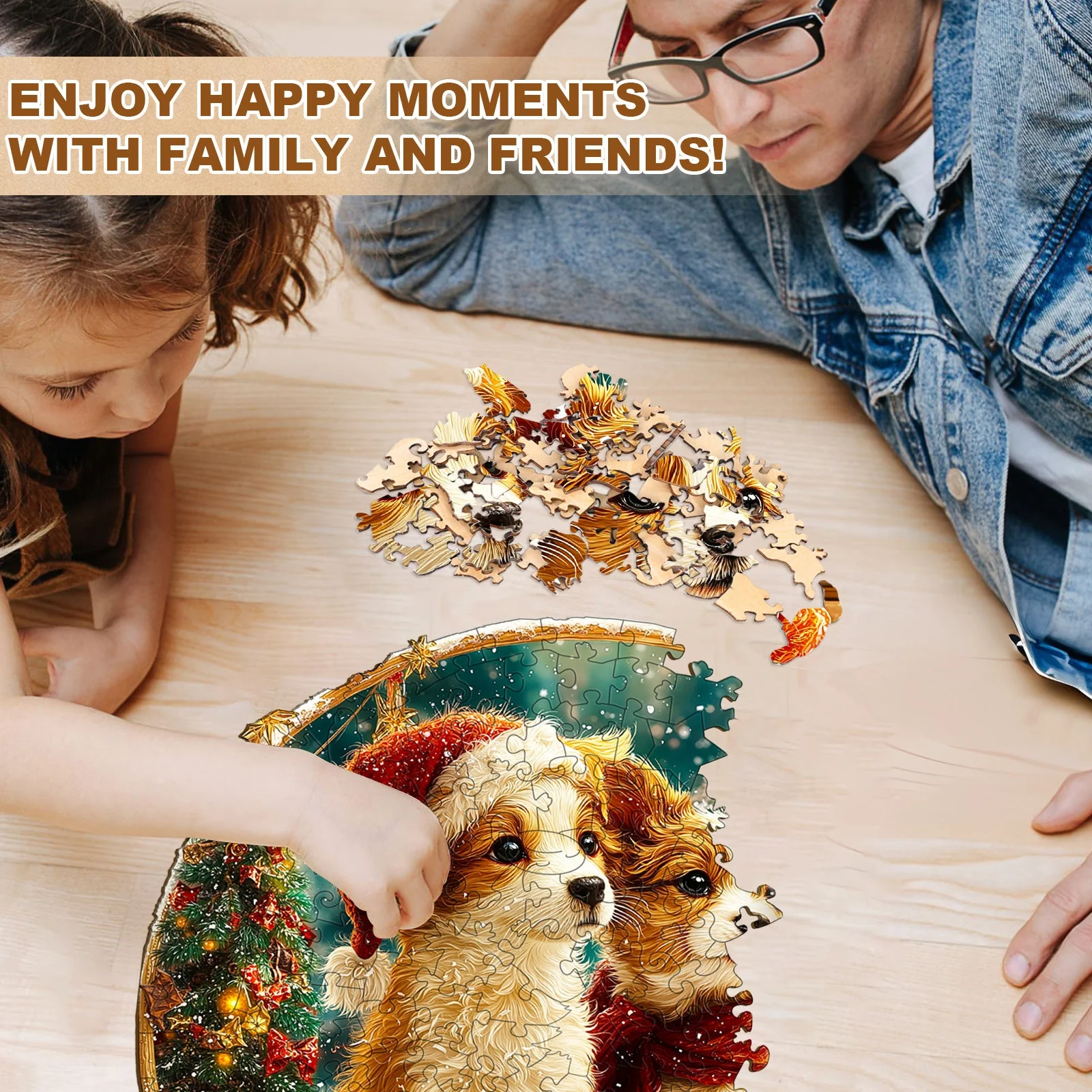 Christmas Puppy Mix Wooden Jigsaw Puzzle - Image 8