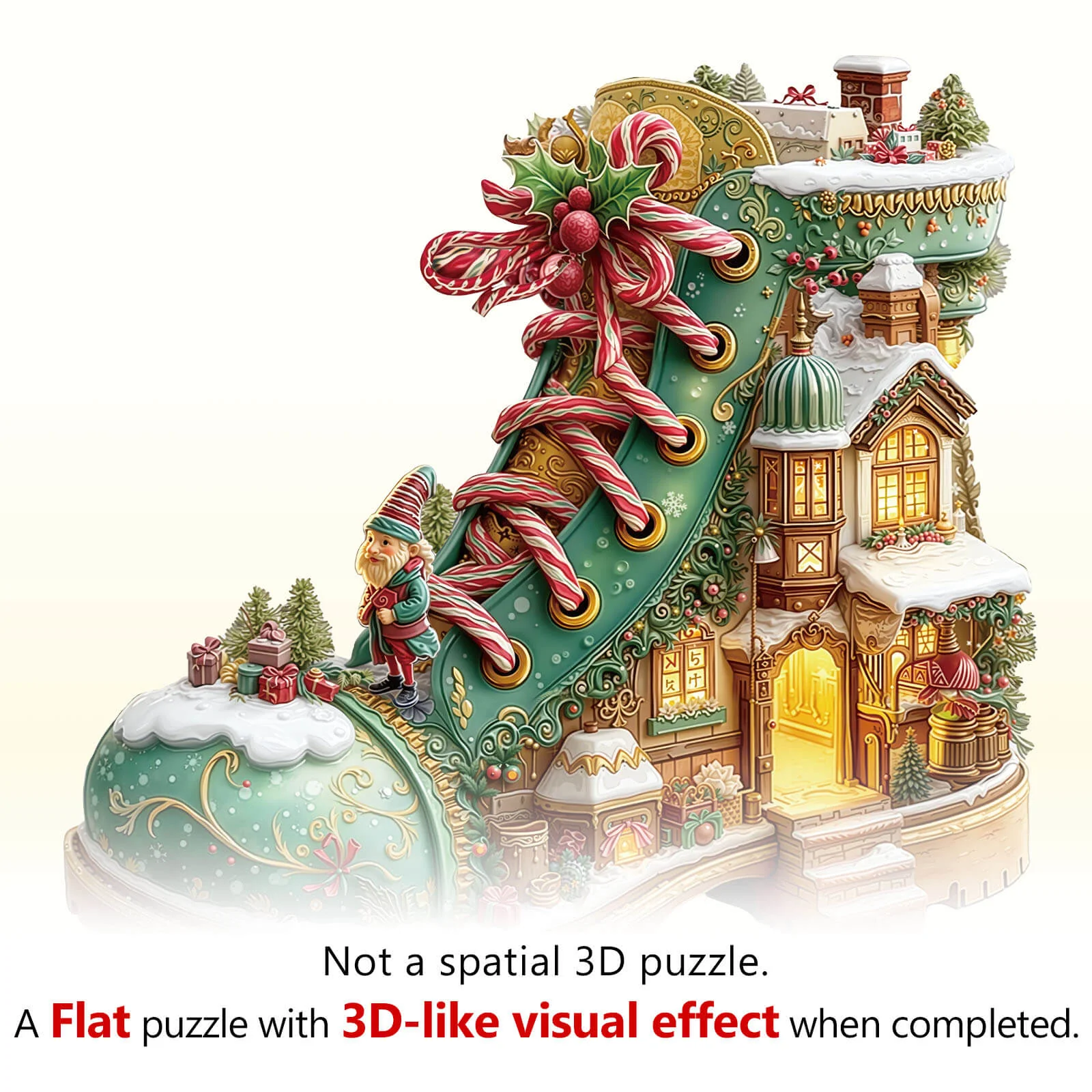 Christmas snow Boot Hut Wooden Jigsaw Puzzle - Image 8