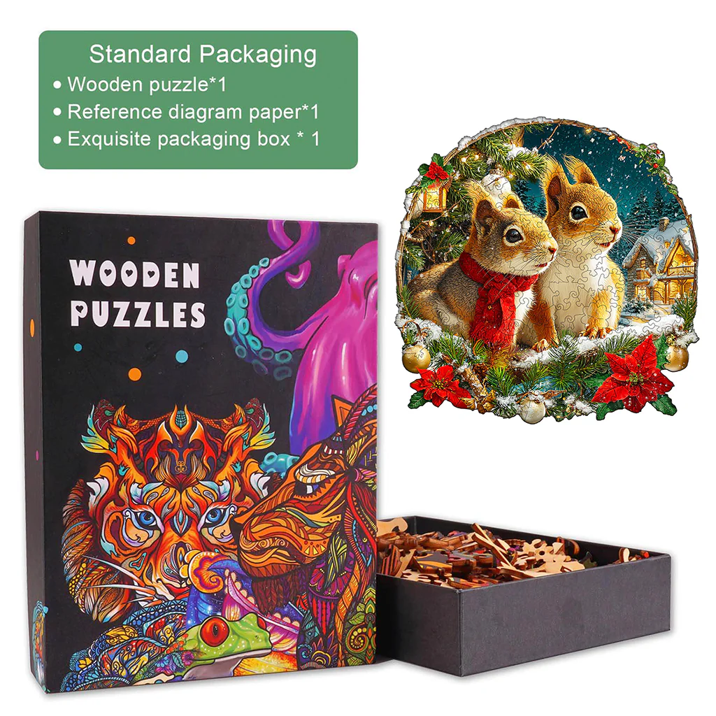 Christmas Squirrel Combination Wooden Jigsaw Puzzle - Image 5
