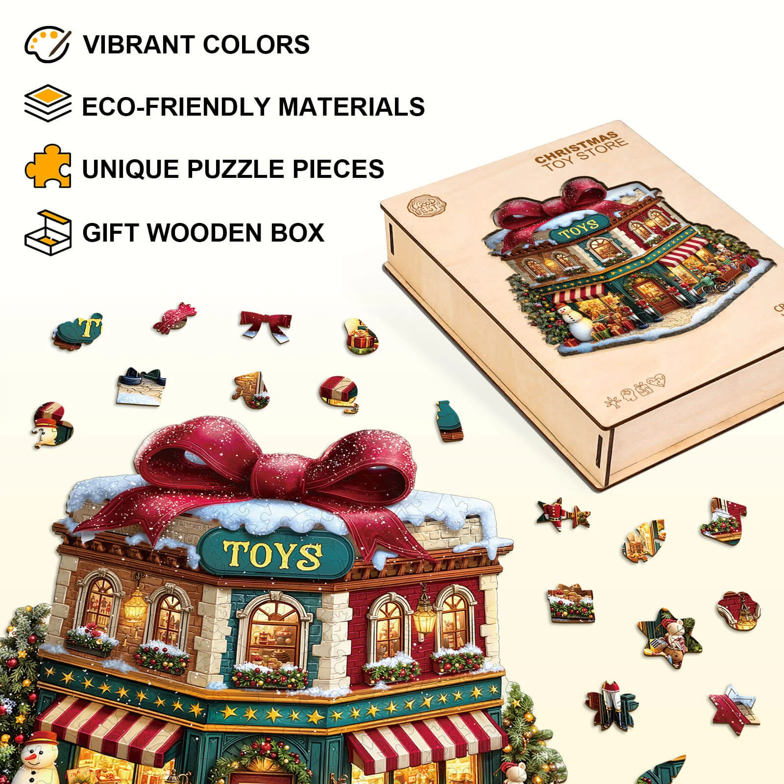 Christmas Toy Store Wooden Jigsaw Puzzle - Image 7