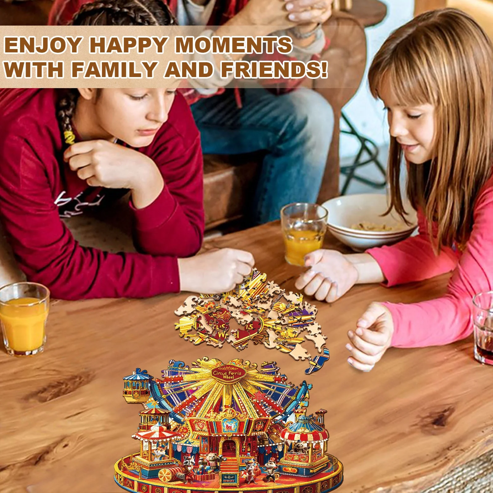 Circus Ferris Wheel Wooden Jigsaw Puzzle - Image 8