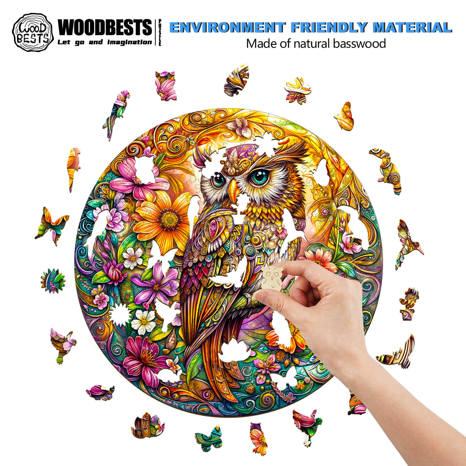 Color Owl Wooden Jigsaw Puzzle - Image 4
