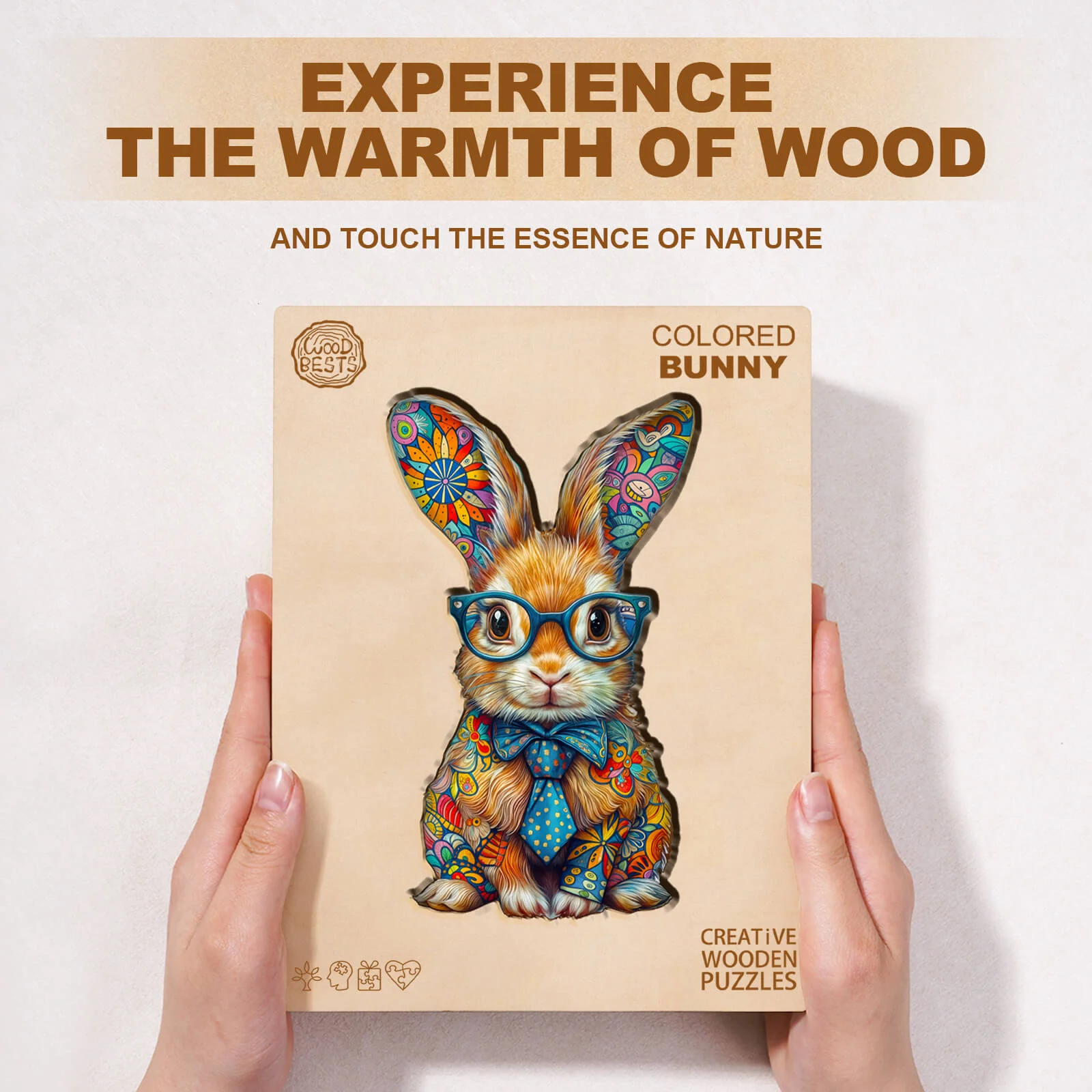 Colored bunny Wooden Jigsaw Puzzle - Image 3
