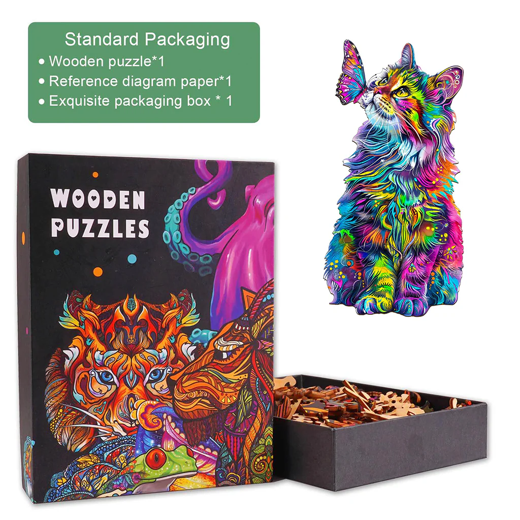 Colorful Cat Wooden Jigsaw Puzzle - Image 5