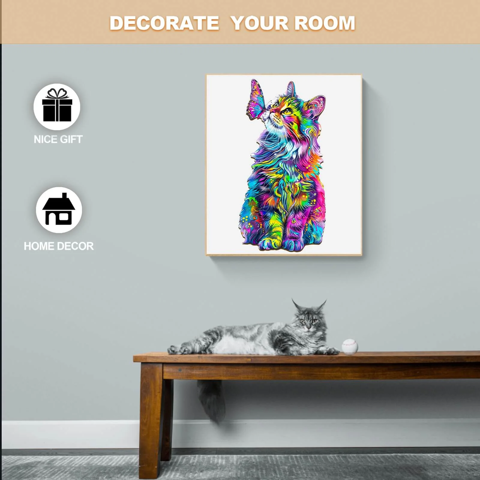 Colorful Cat Wooden Jigsaw Puzzle - Image 7