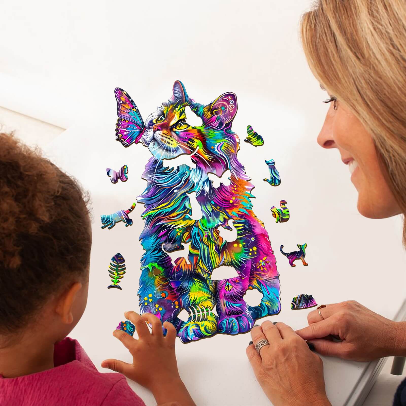 Colorful Cat Wooden Jigsaw Puzzle - Image 8