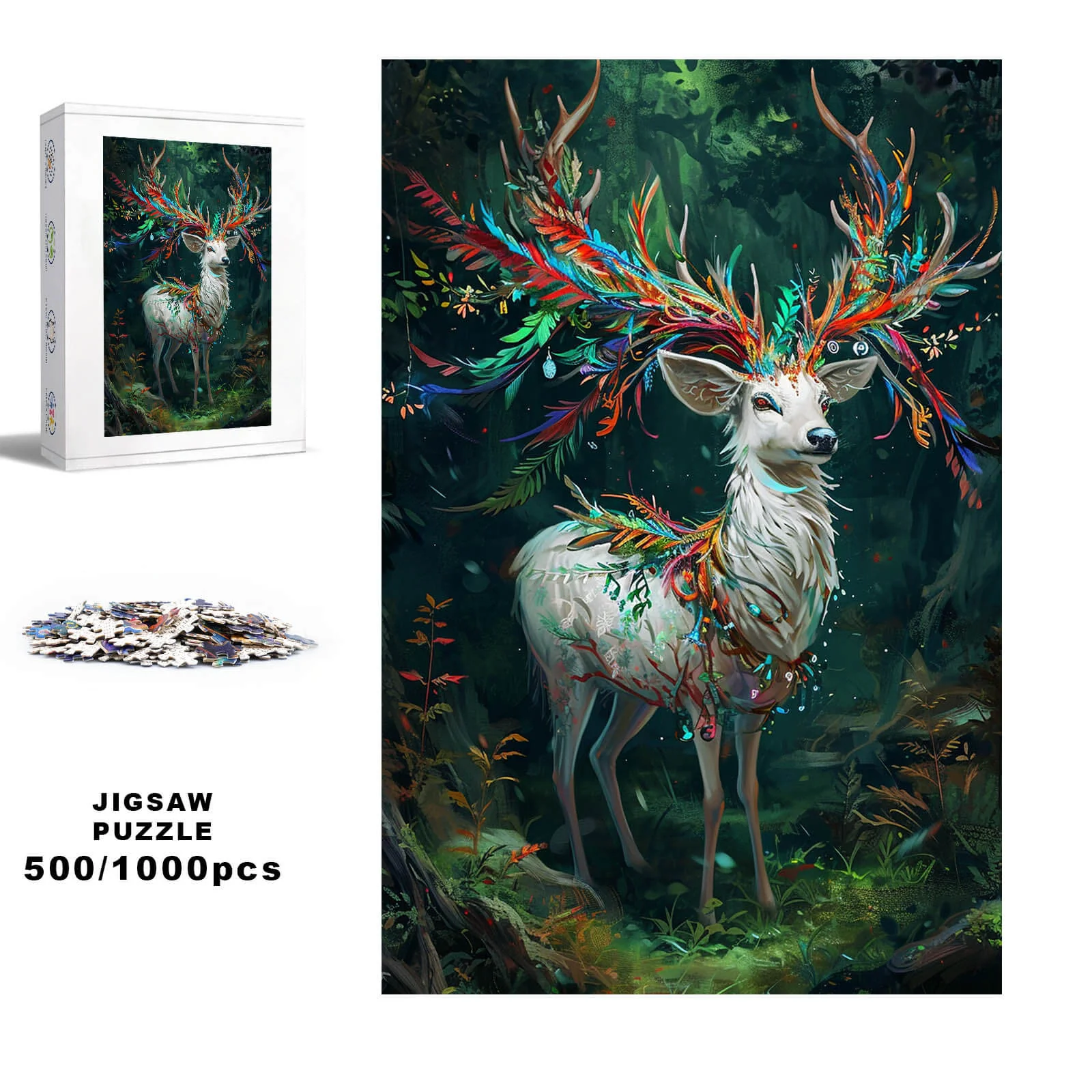 Colorful Deer 500 / 1000 Piece Puzzle - Image 2