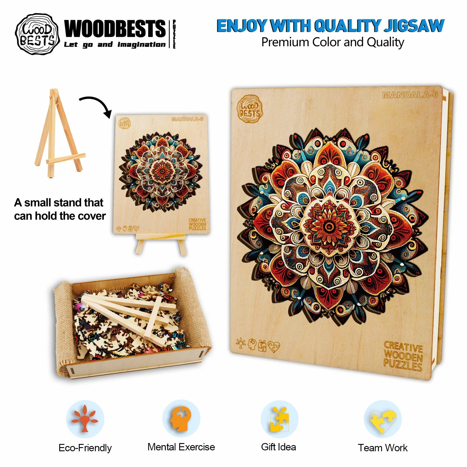 Mandala-6 Wooden Jigsaw Puzzle - Image 2