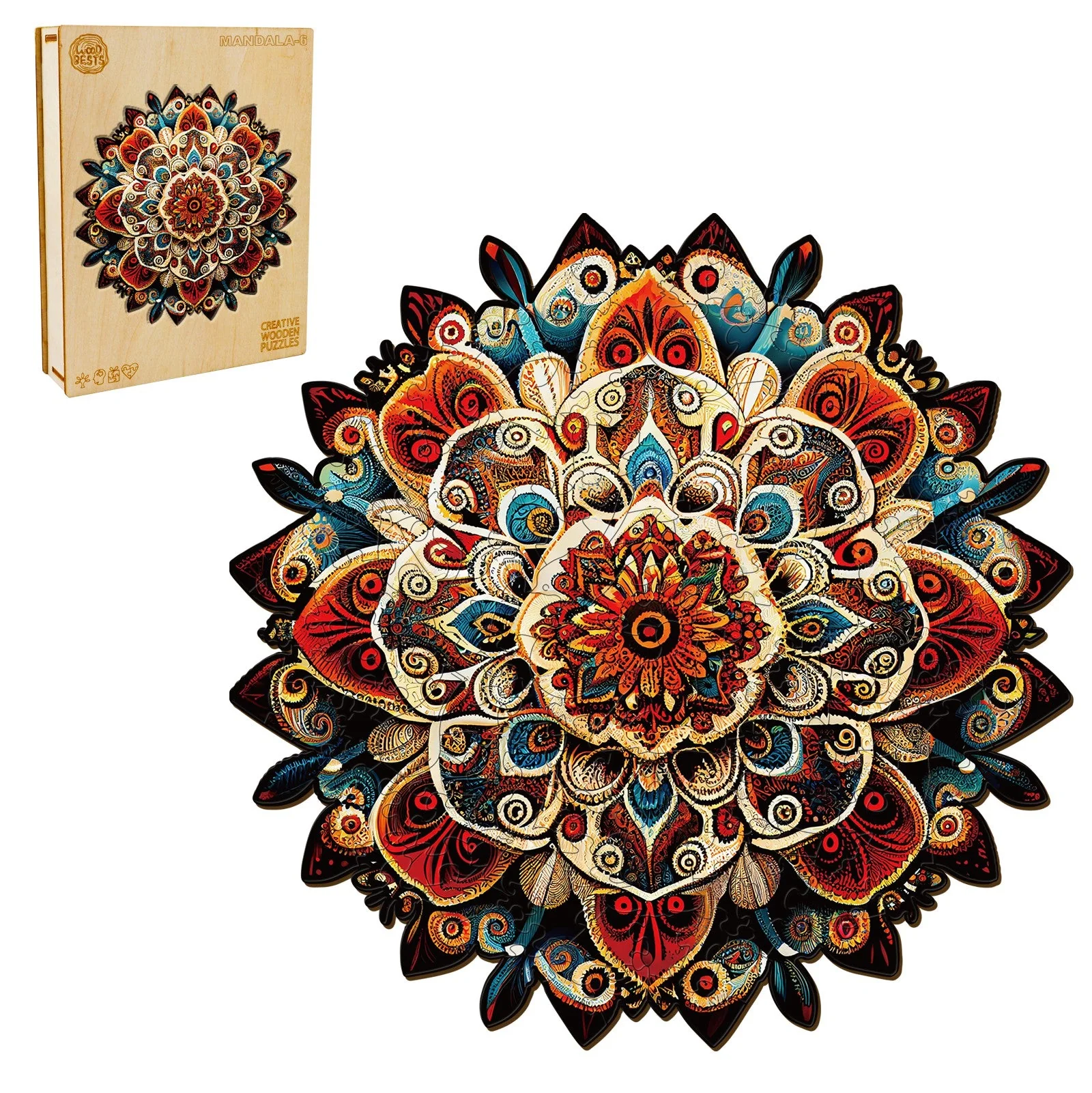 Mandala-6 Wooden Jigsaw Puzzle - Image 6