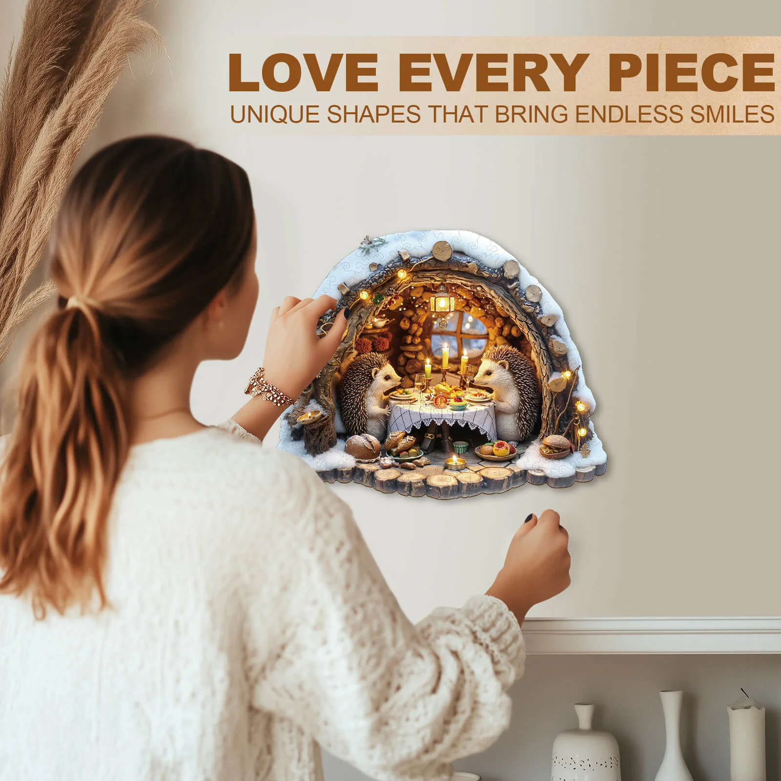 Cozy Hedgehog Hideaway Wooden Jigsaw Puzzle - Image 7