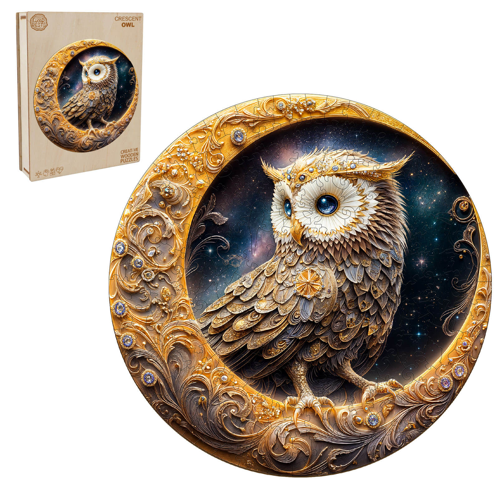 Crescent Owl Wooden Jigsaw Puzzle - Image 4