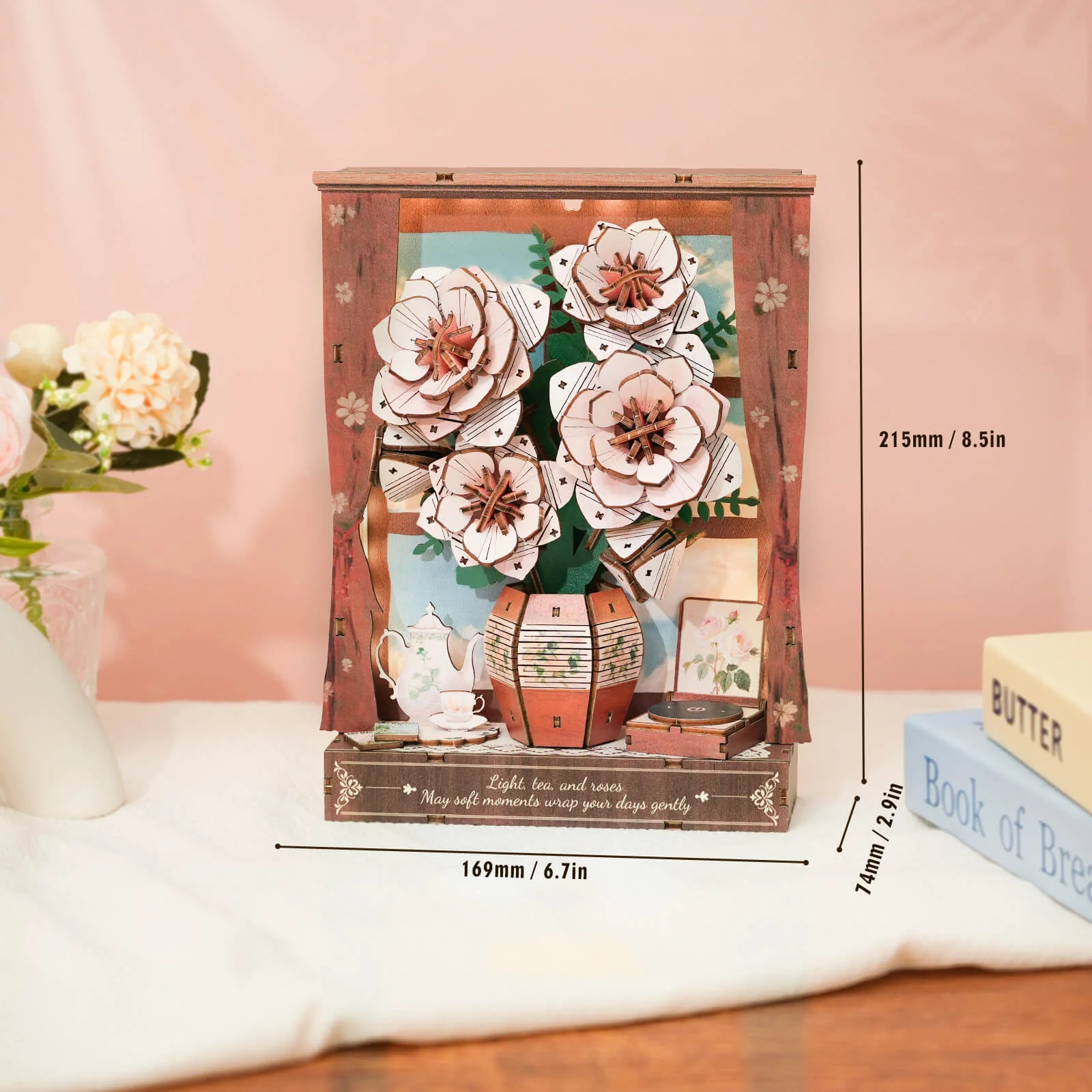 Crimson Rose Whispers– DIY Wooden Painting, 3D Puzzle Craft Kit - Image 6