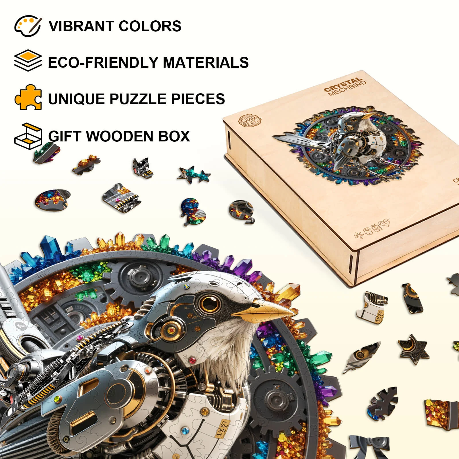 Crystal Mechbird Wooden Jigsaw Puzzle - Image 6