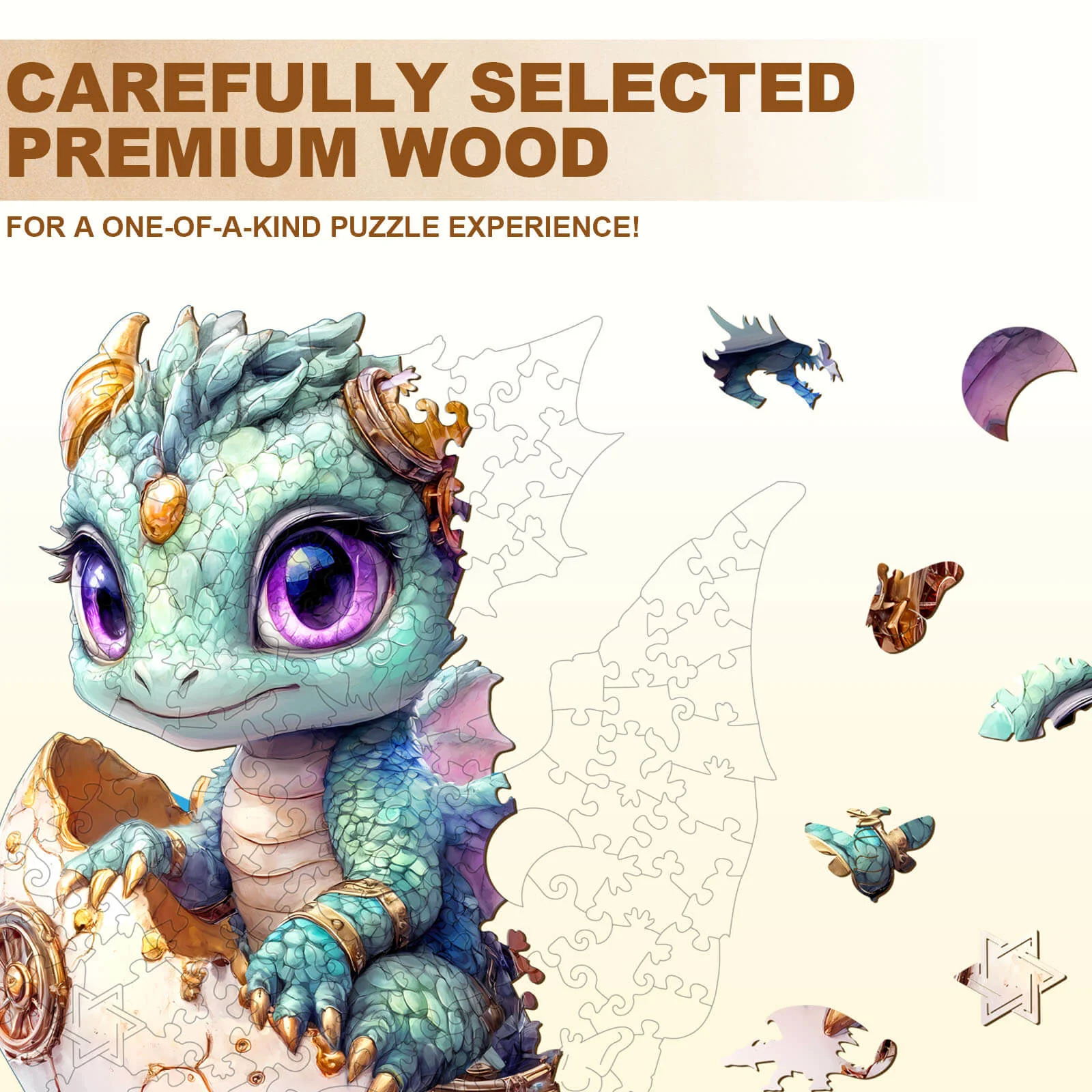 Cute baby dragon Wooden Jigsaw Puzzle - Image 2