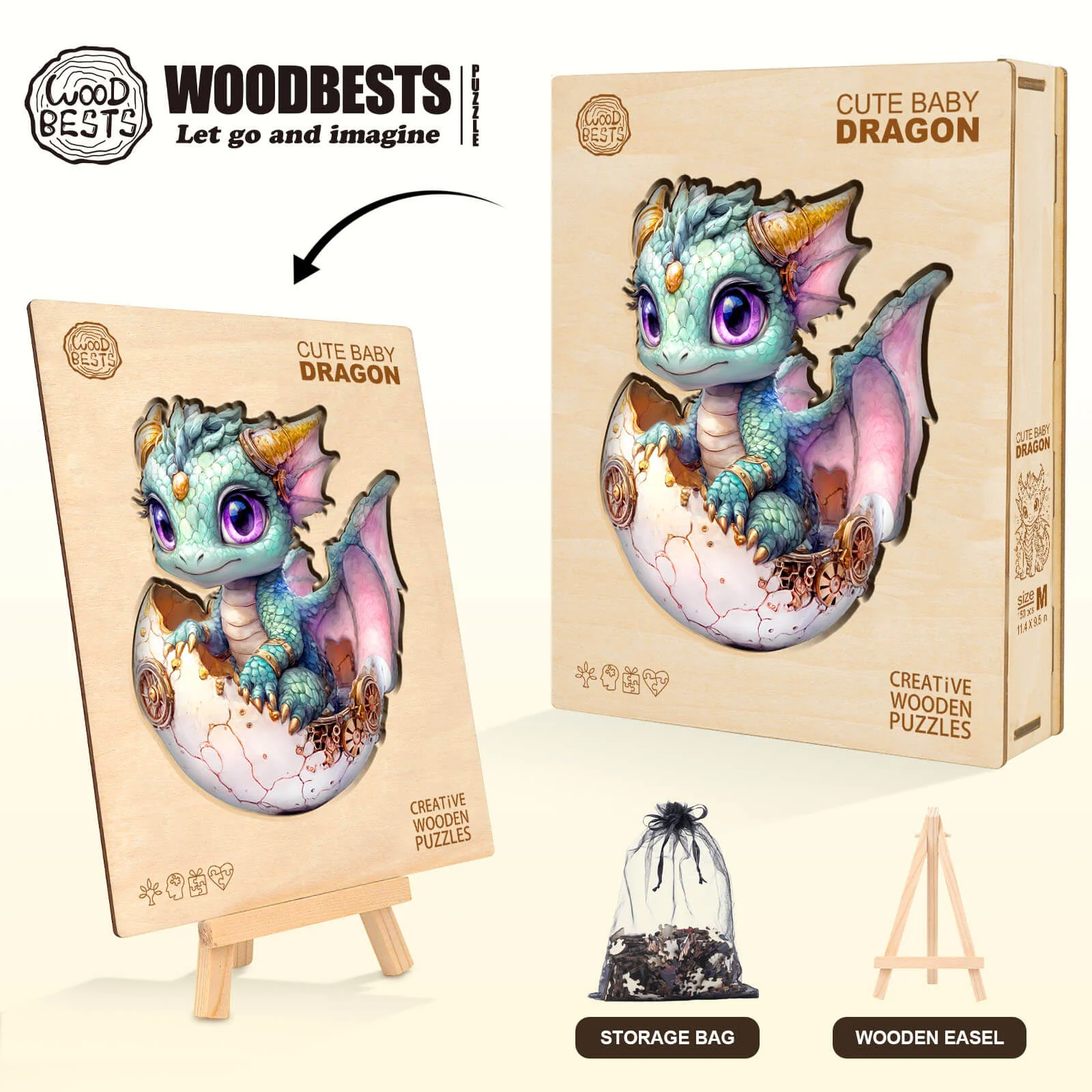 Cute baby dragon Wooden Jigsaw Puzzle - Image 5