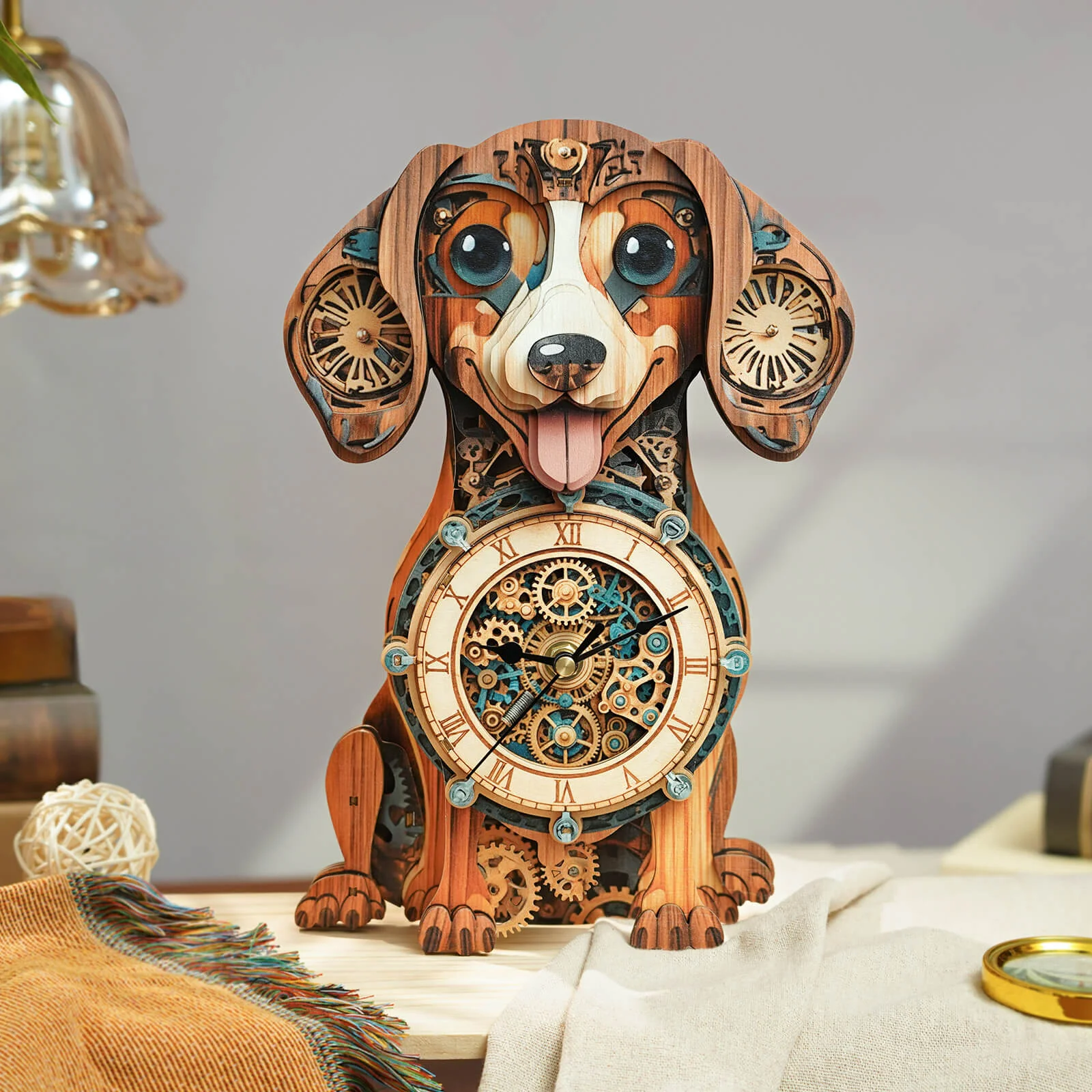 Dachshund – DIY Wooden Clock, 3D Puzzle Craft Kit - Image 2