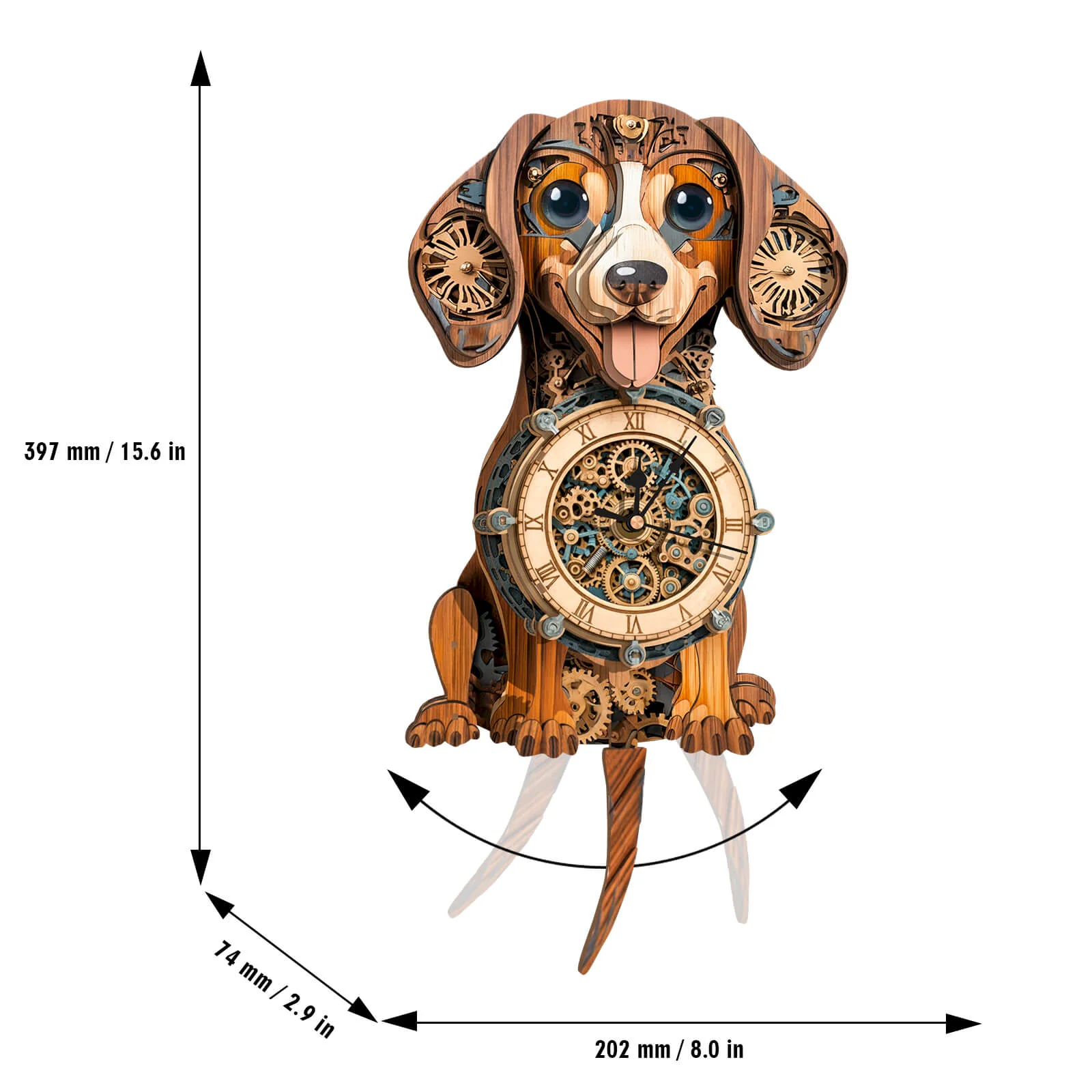 Dachshund – DIY Wooden Clock, 3D Puzzle Craft Kit - Image 4