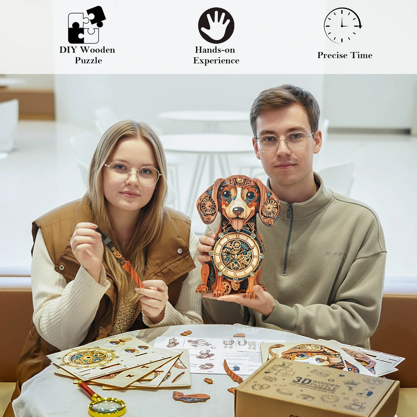 Dachshund – DIY Wooden Clock, 3D Puzzle Craft Kit - Image 6