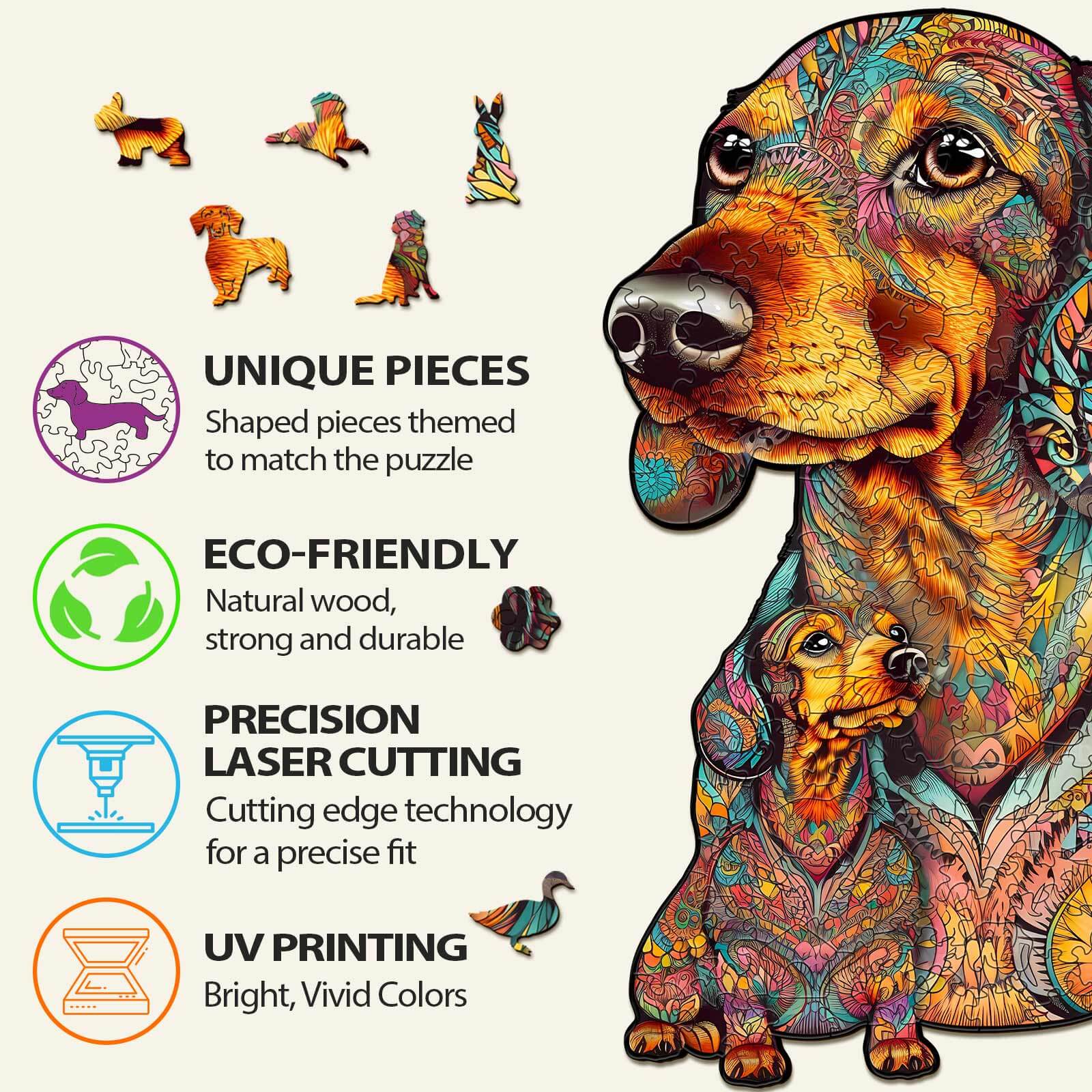 Dachshund Family Wooden Jigsaw Puzzle - Image 3