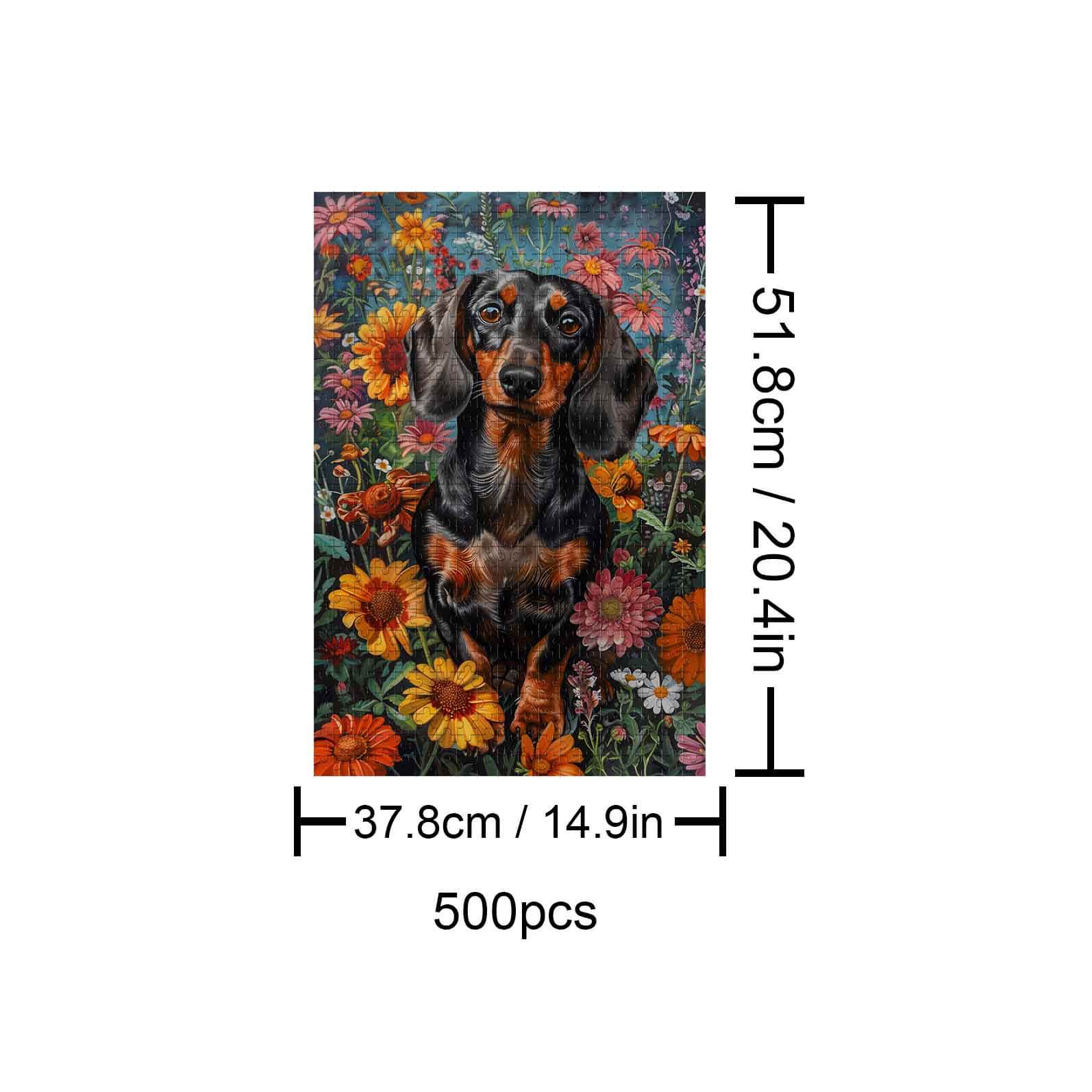 Dachshund in flowers 500 / 1000 Piece Puzzle - Image 4