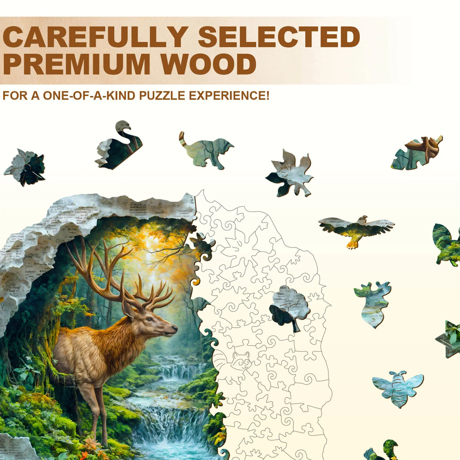 Deer and forest Wooden Jigsaw Puzzle - Image 3