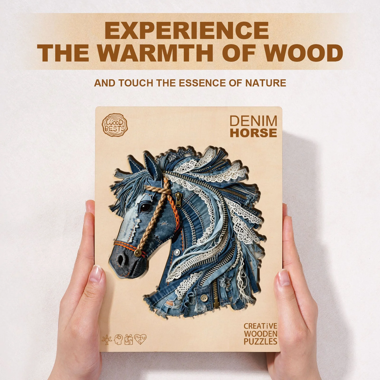 Denim Horse Wooden Jigsaw Puzzle - Image 4