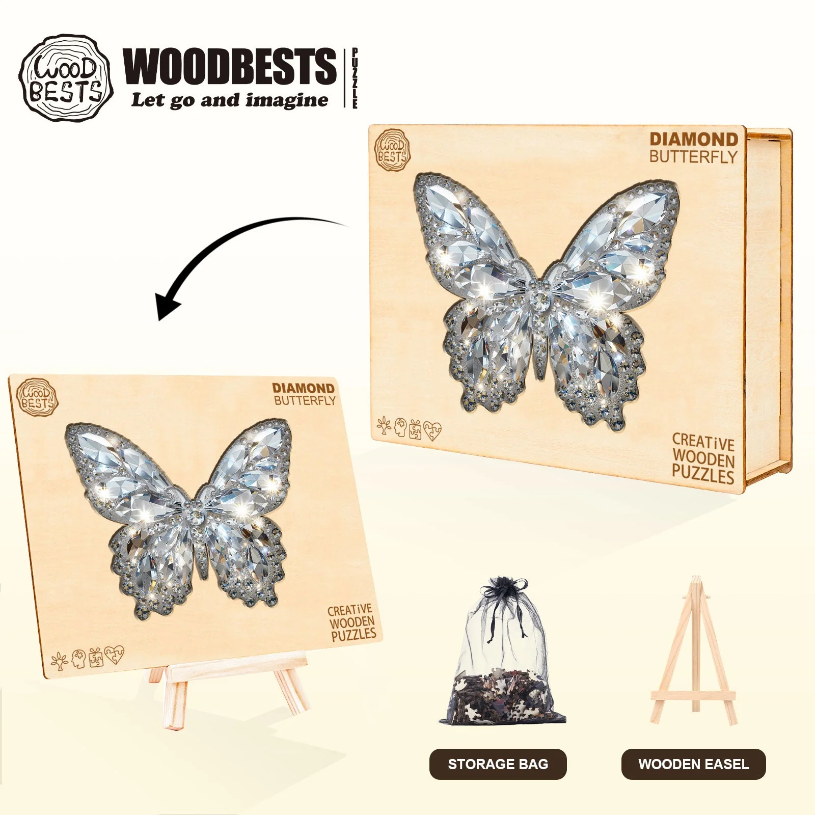 Diamond Butterfly Wooden Jigsaw Puzzle - Image 7