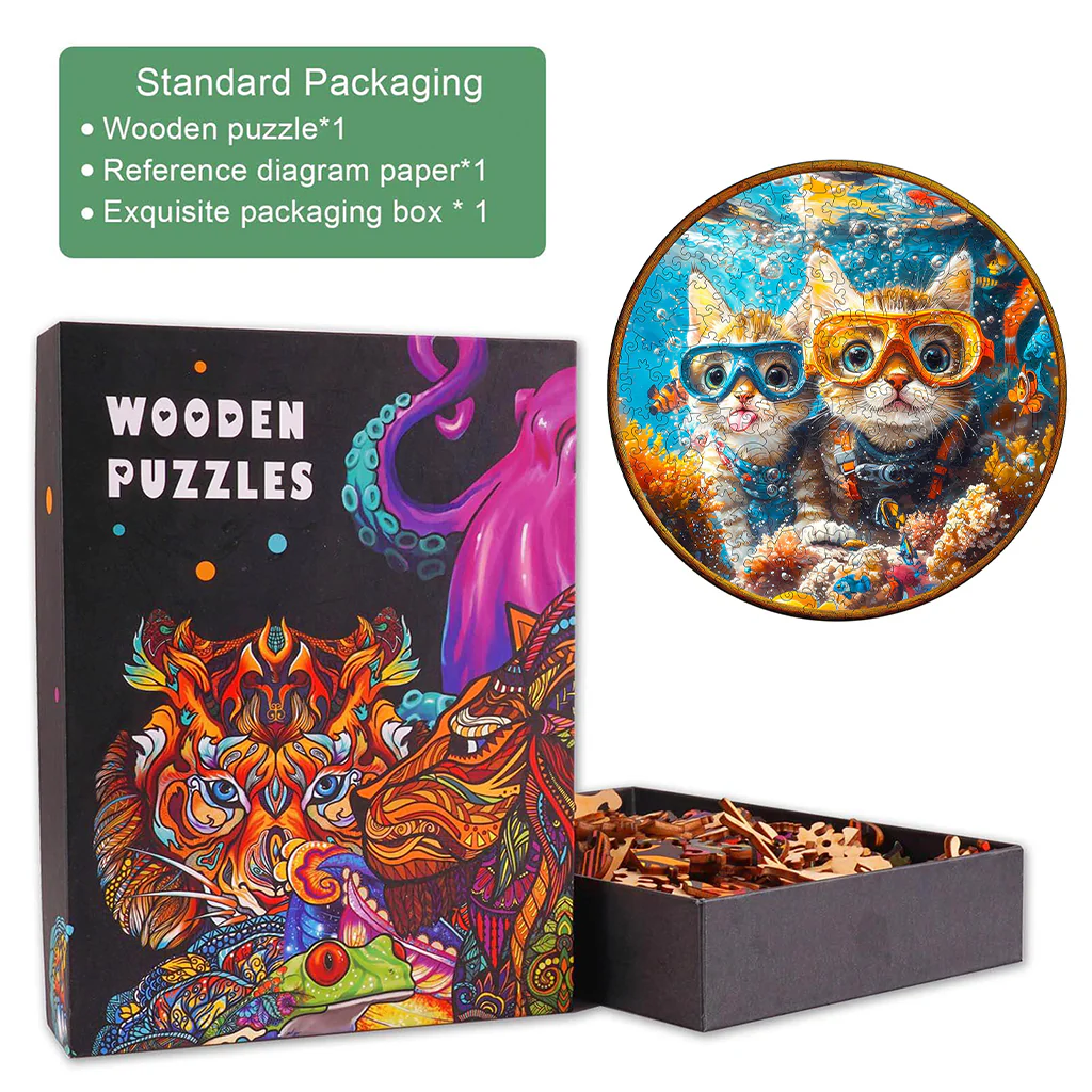 Diving cats Wooden Jigsaw Puzzle - Image 5