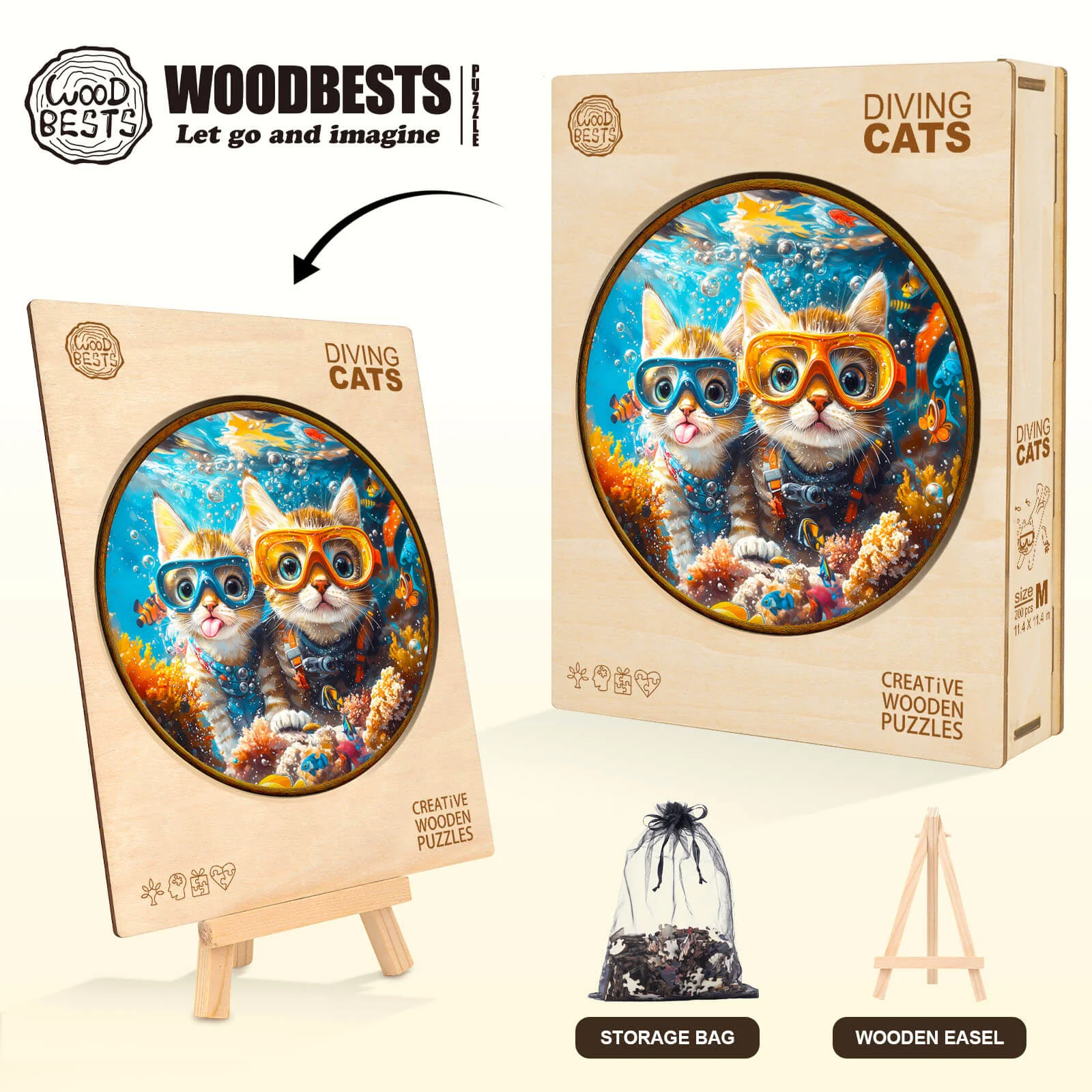 Diving cats Wooden Jigsaw Puzzle - Image 6