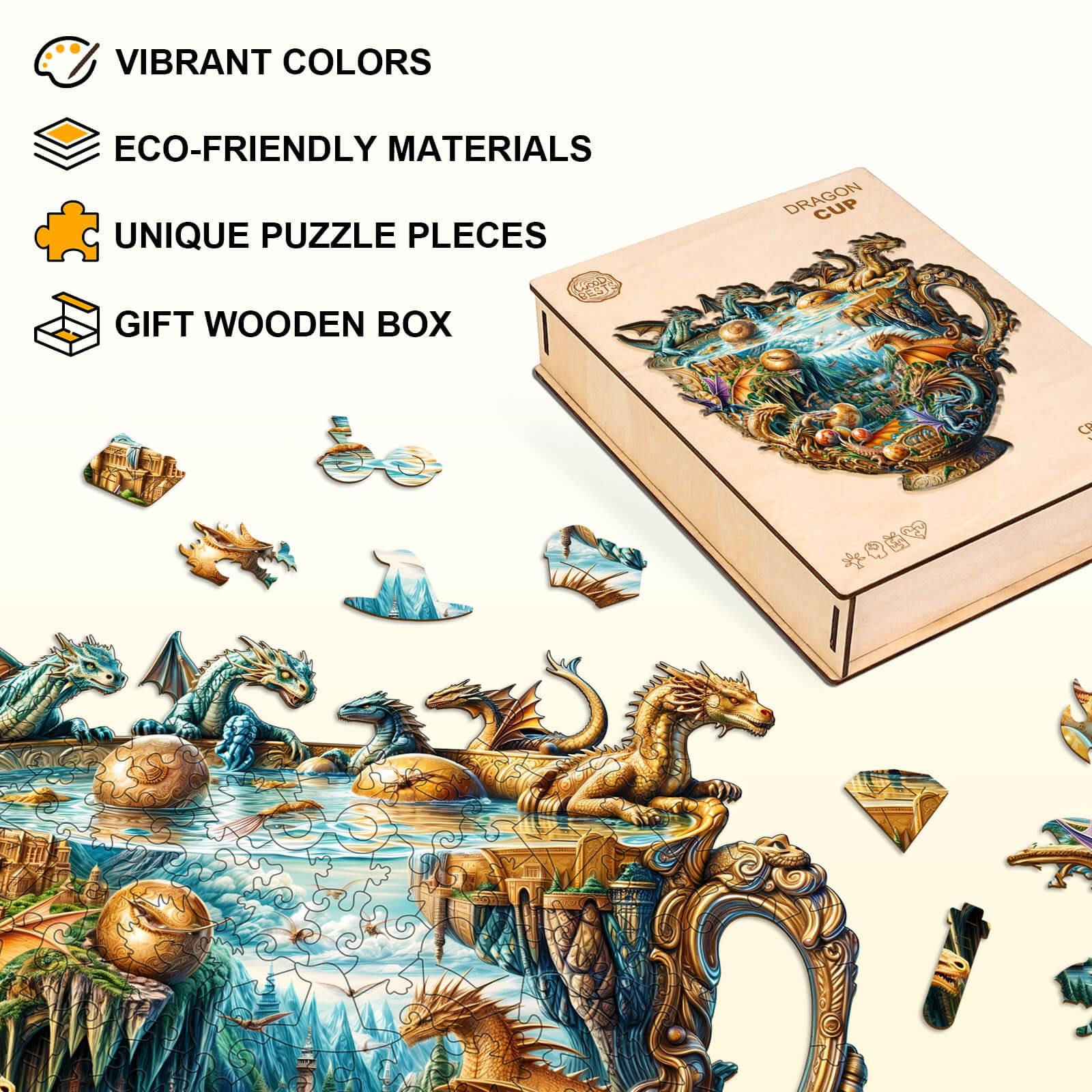 Dragon cup Wooden Jigsaw Puzzle - Image 5