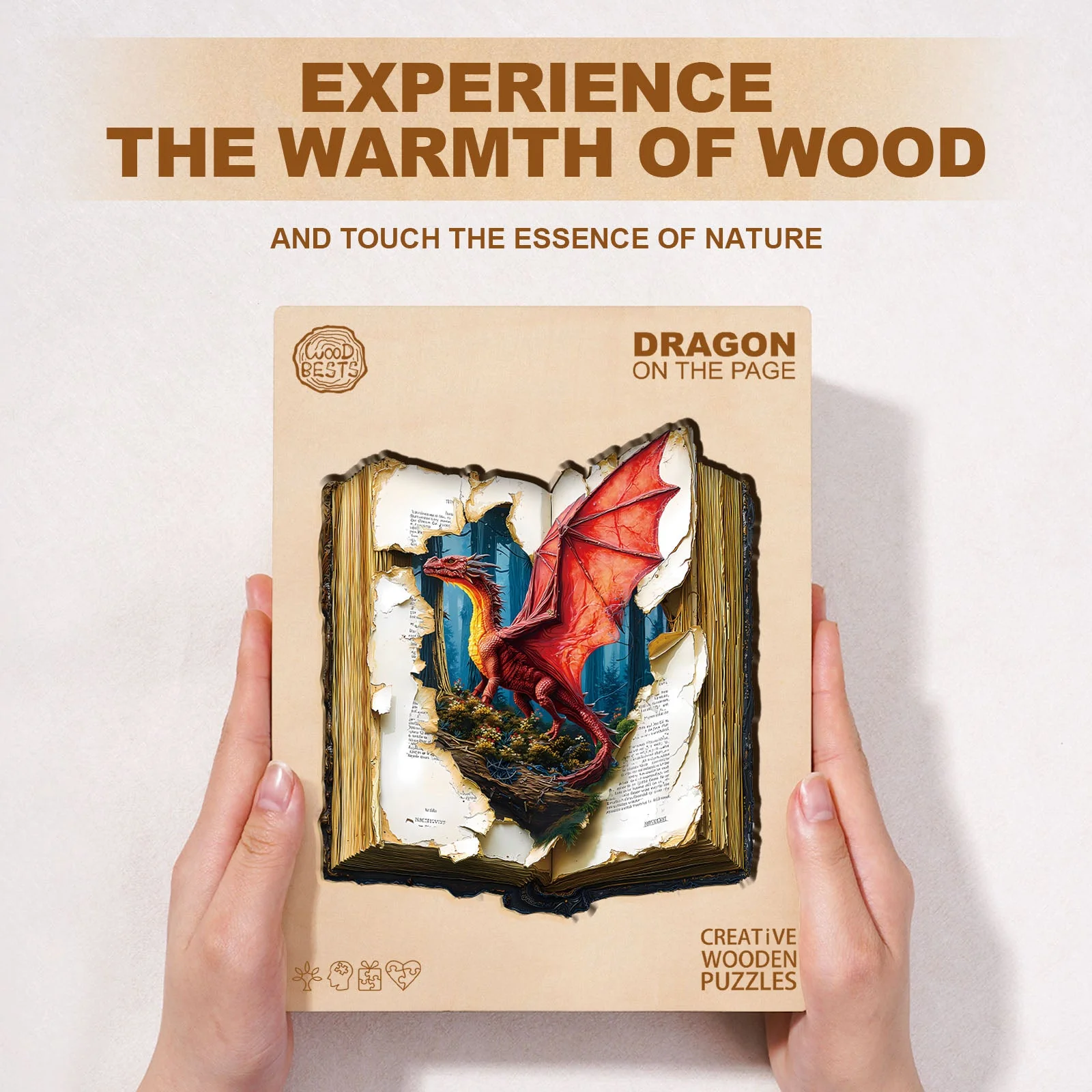 Dragon on the page Wooden Jigsaw Puzzle - Image 6