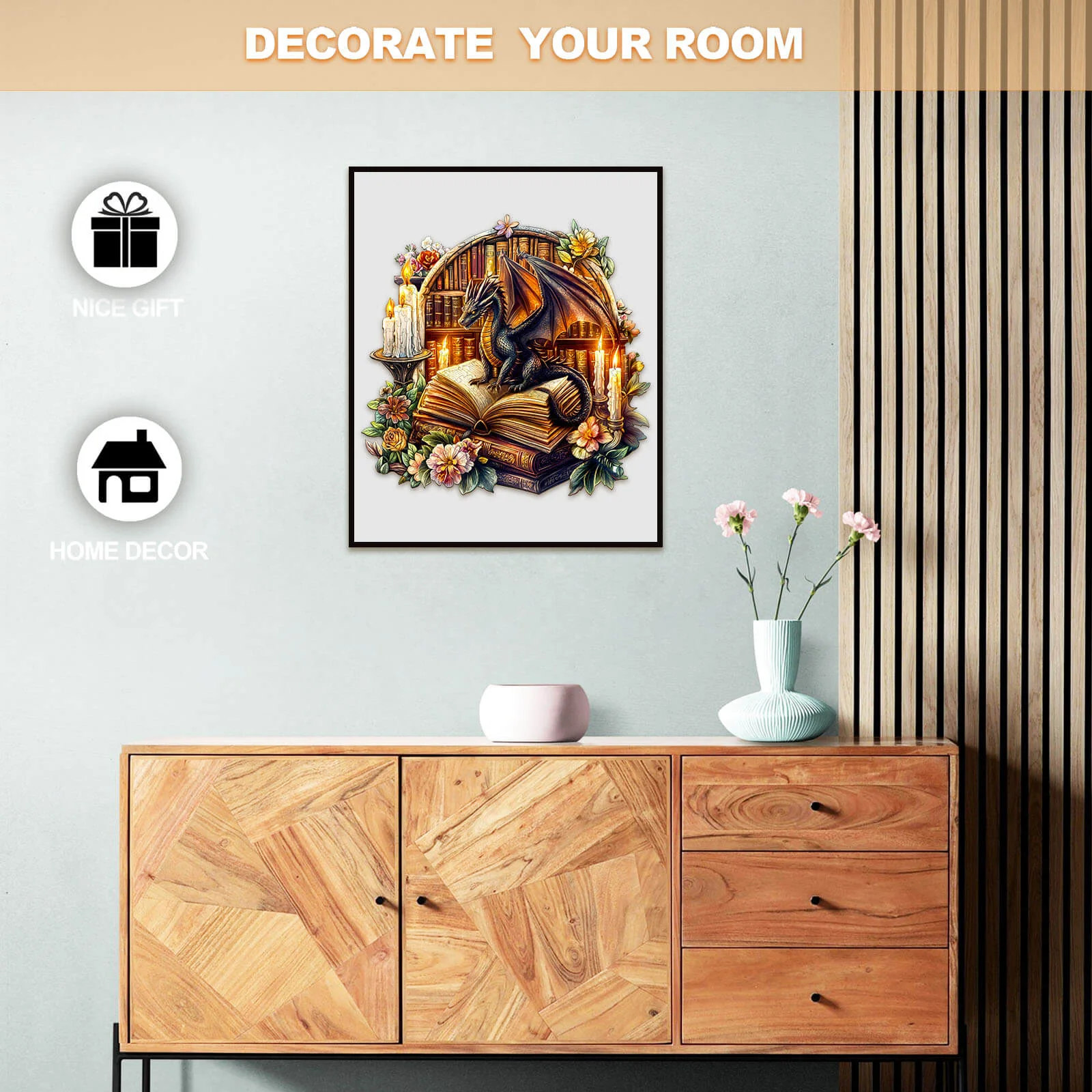 Dragon's Library-3 Wooden Jigsaw Puzzle - Image 8