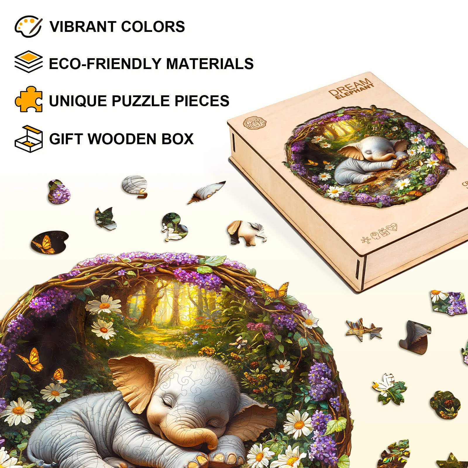 Dream Elephant Wooden Jigsaw Puzzle - Image 7