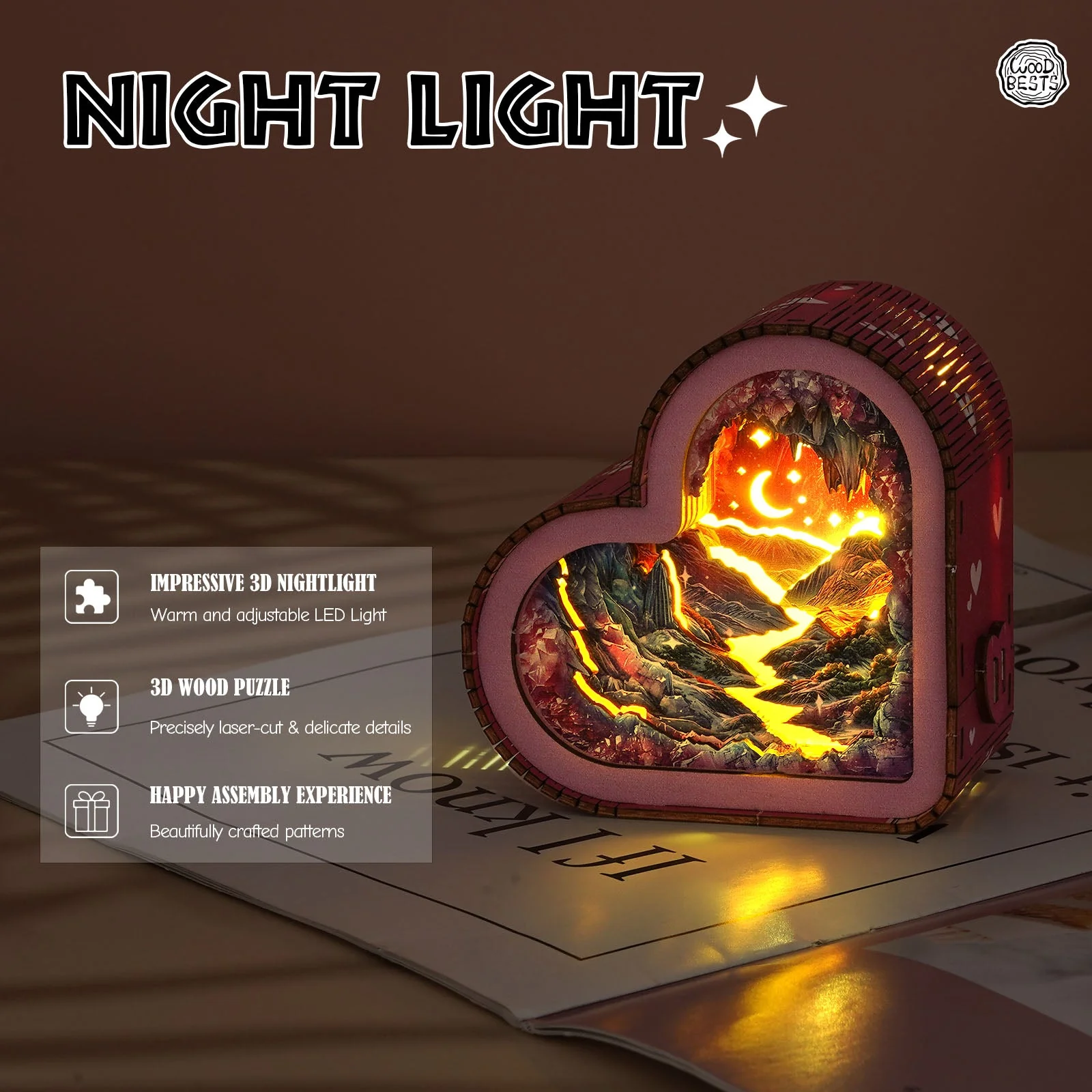 Dreamy Mine Cave Kit - 3D Wooden Puzzle Night Light - Image 6