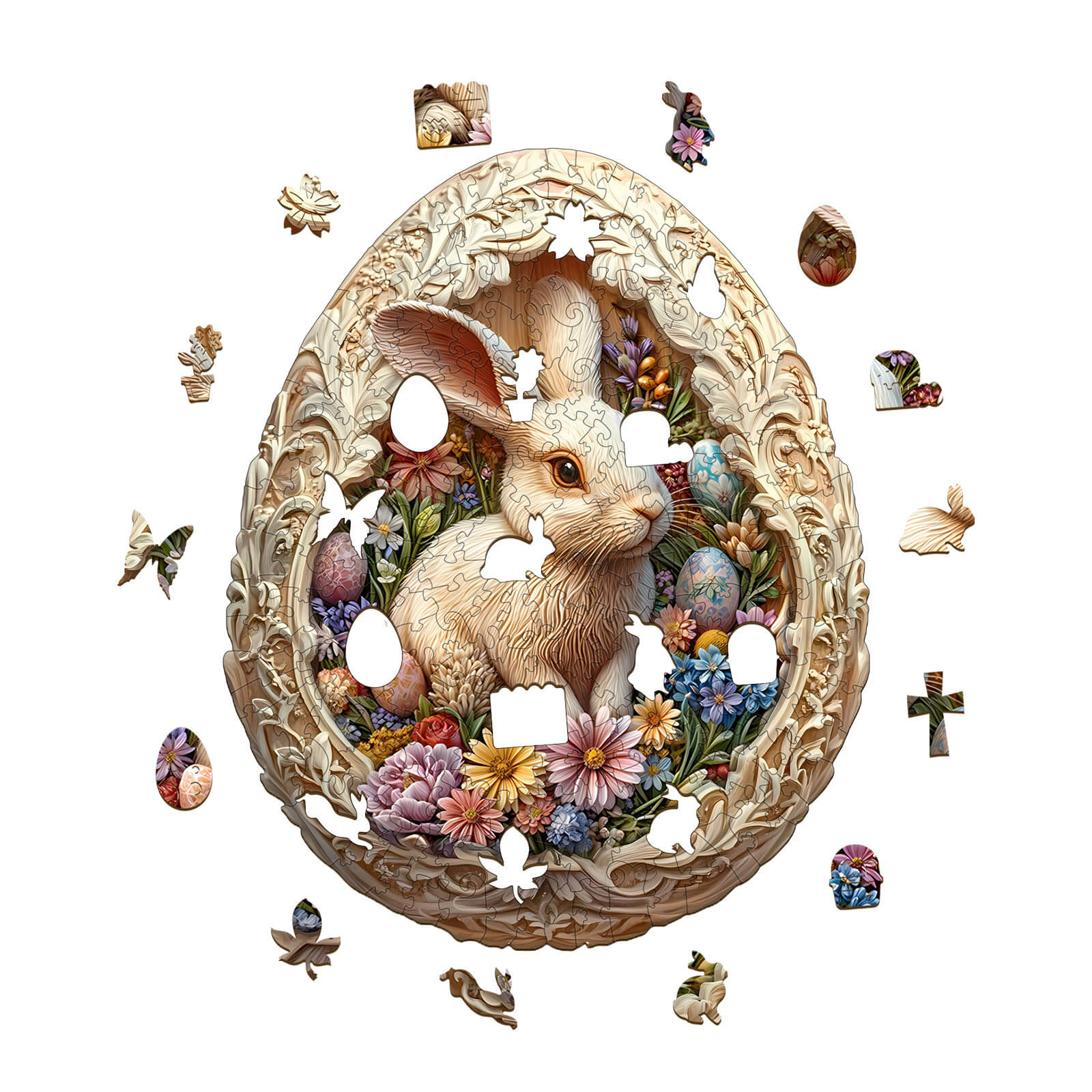 Eggshell world Easter-1 Wooden Jigsaw Puzzle - Image 3