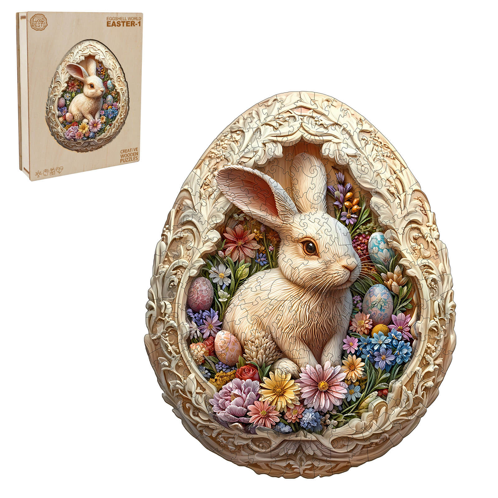 Eggshell world Easter-1 Wooden Jigsaw Puzzle - Image 4