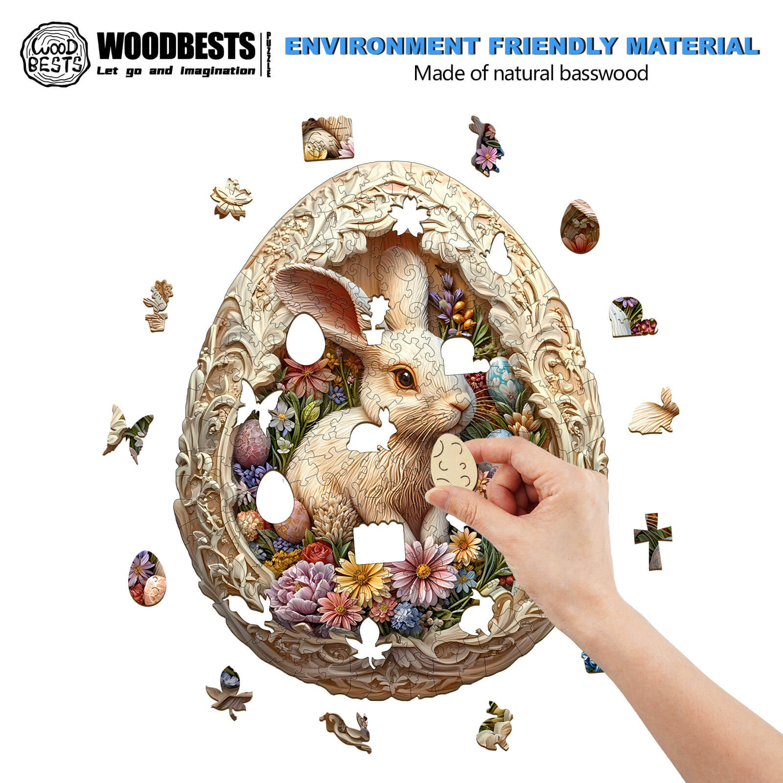 Eggshell world Easter-1 Wooden Jigsaw Puzzle - Image 5