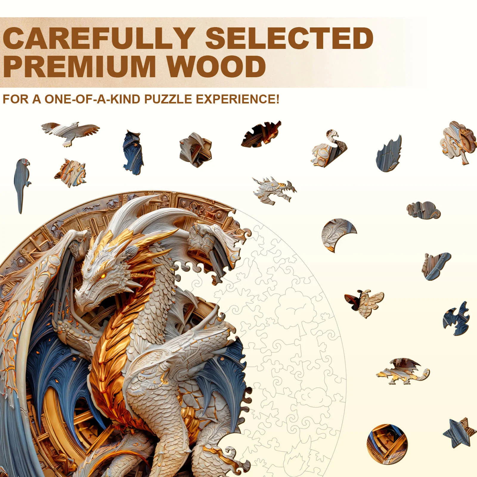 Elements Metal Dragon Wooden Jigsaw Puzzle - Image 3