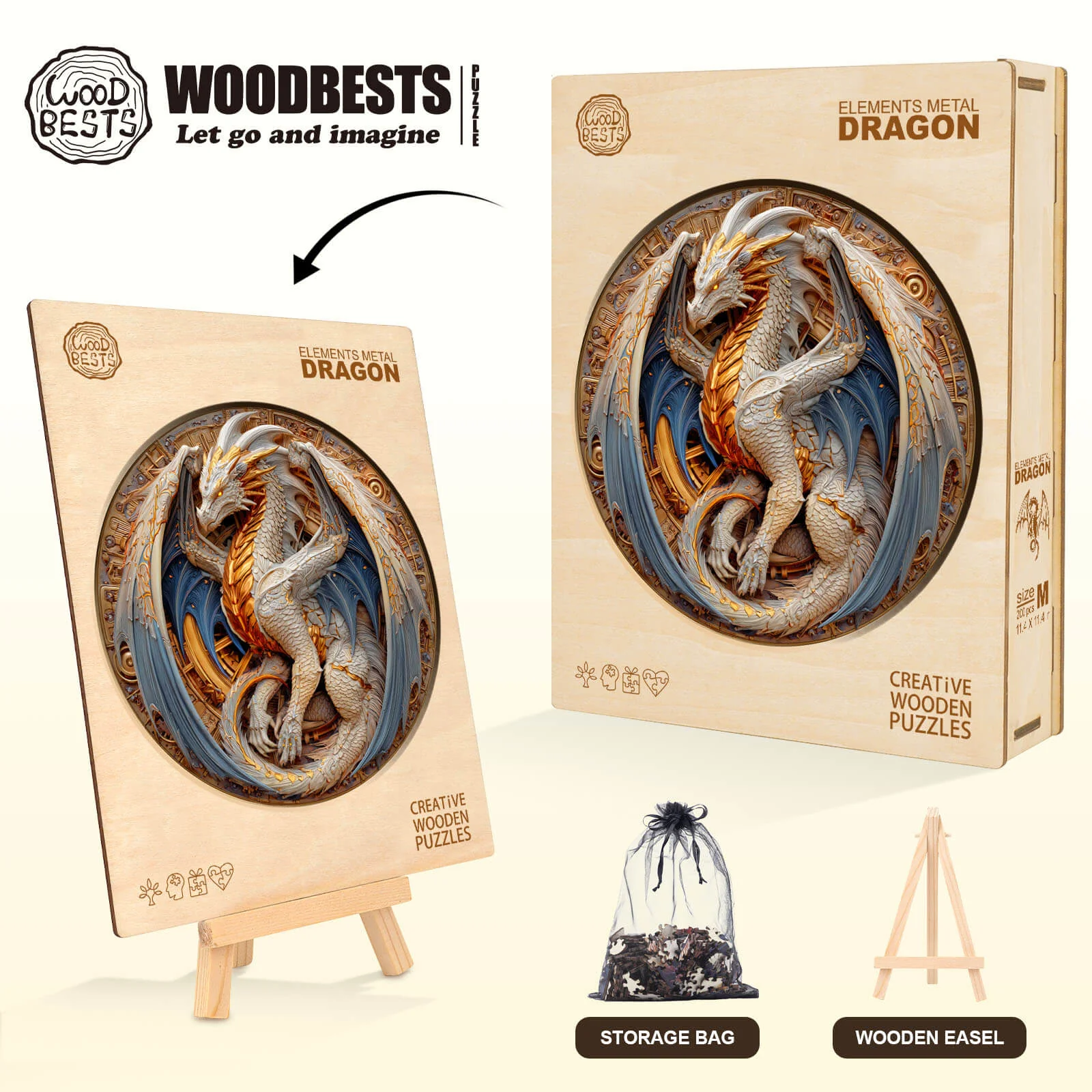 Elements Metal Dragon Wooden Jigsaw Puzzle - Image 7
