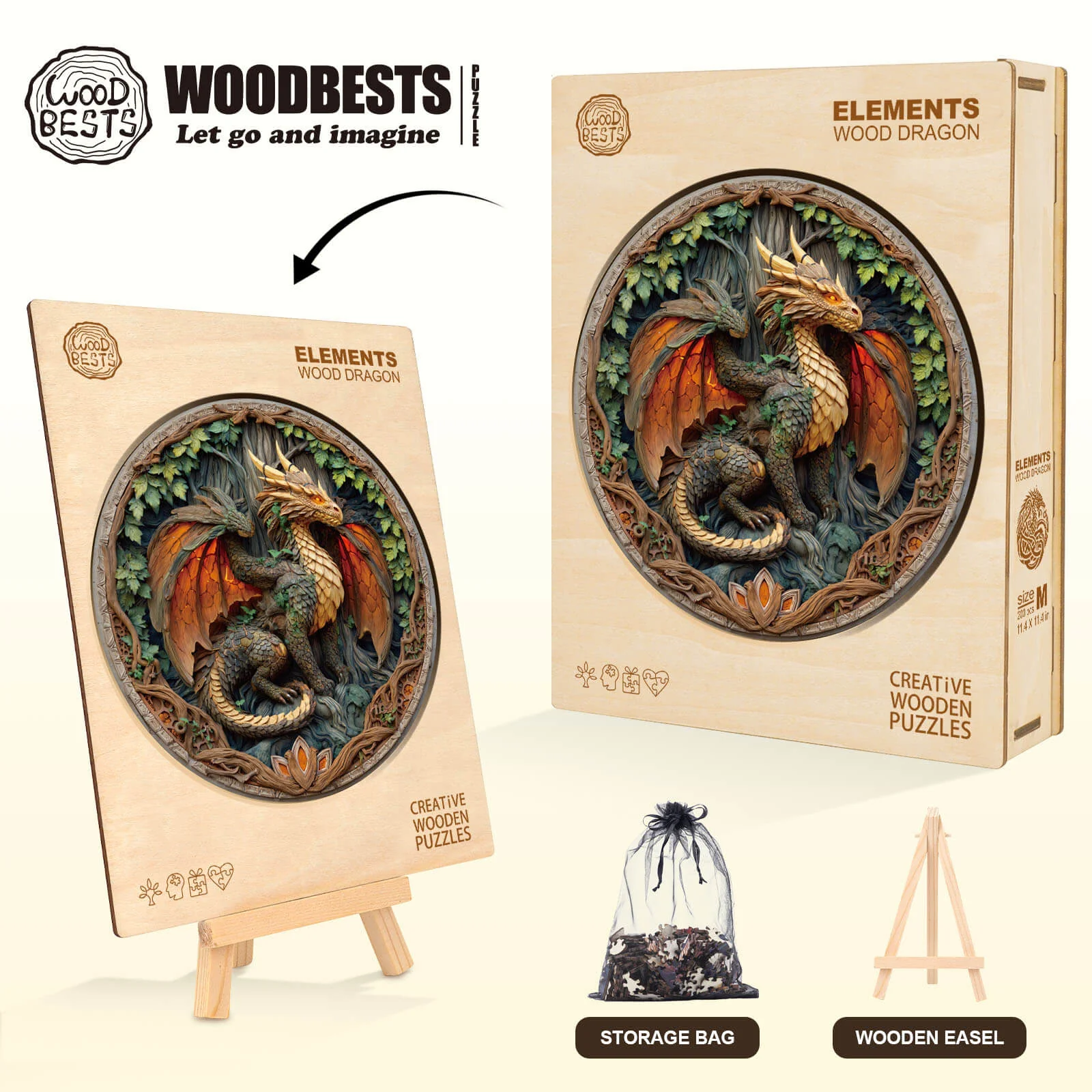 Elements Wood Dragon Wooden Jigsaw Puzzle - Image 4