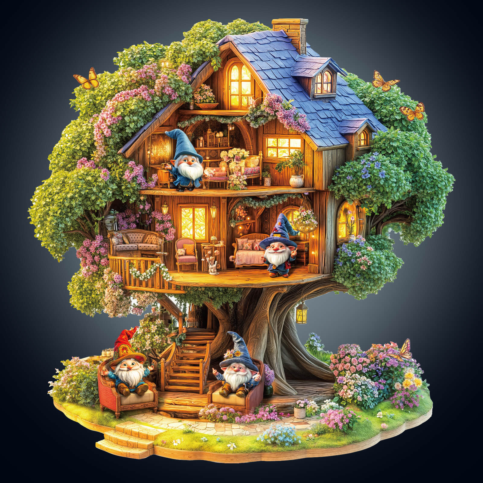Elf Tree House Wooden Jigsaw Puzzle - Image 2