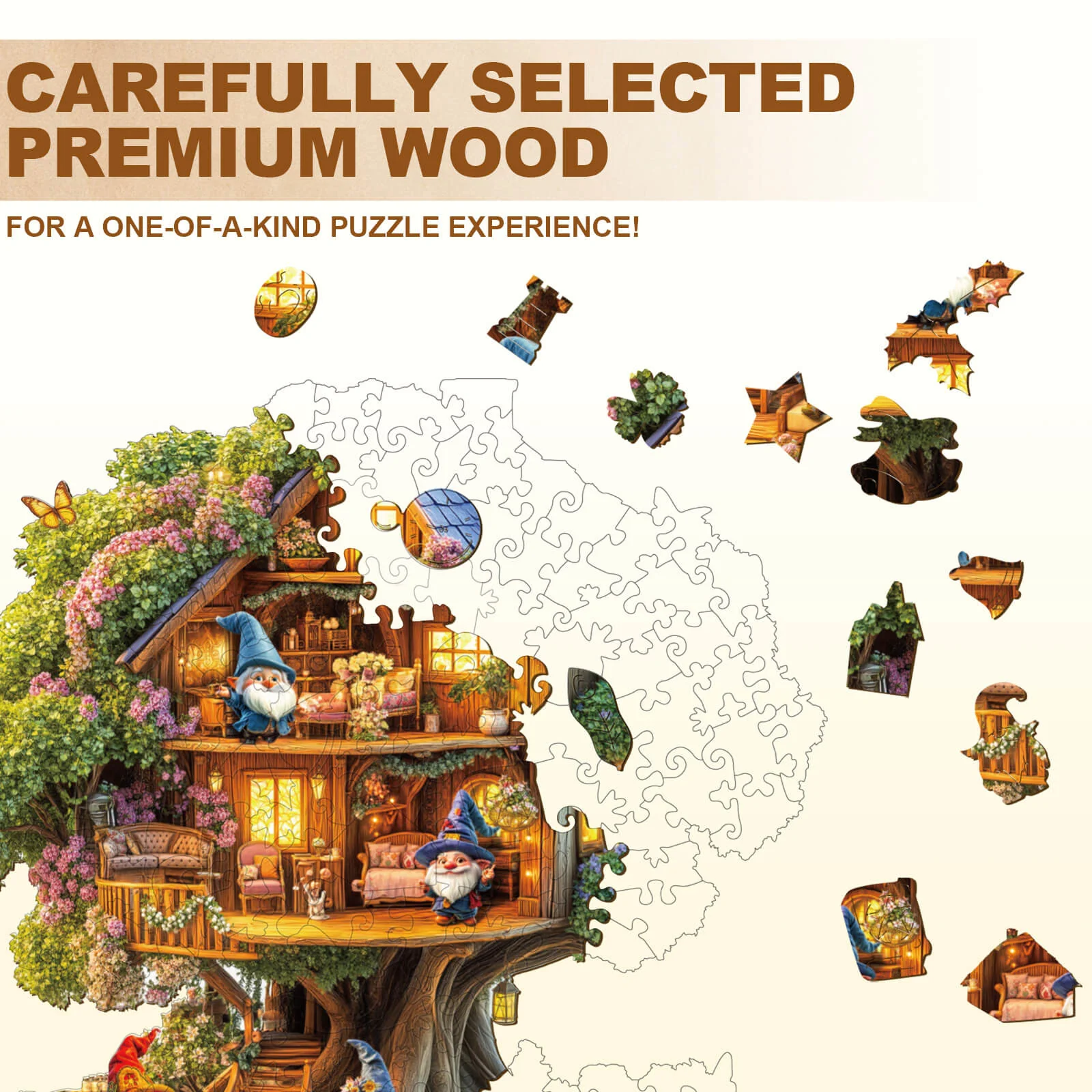 Elf Tree House Wooden Jigsaw Puzzle - Image 3