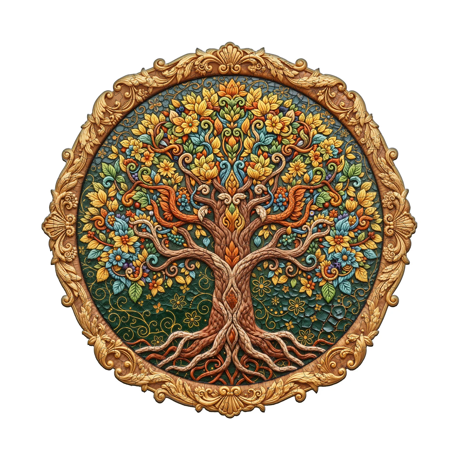 Embroidered Tree of Life Wooden Jigsaw Puzzle