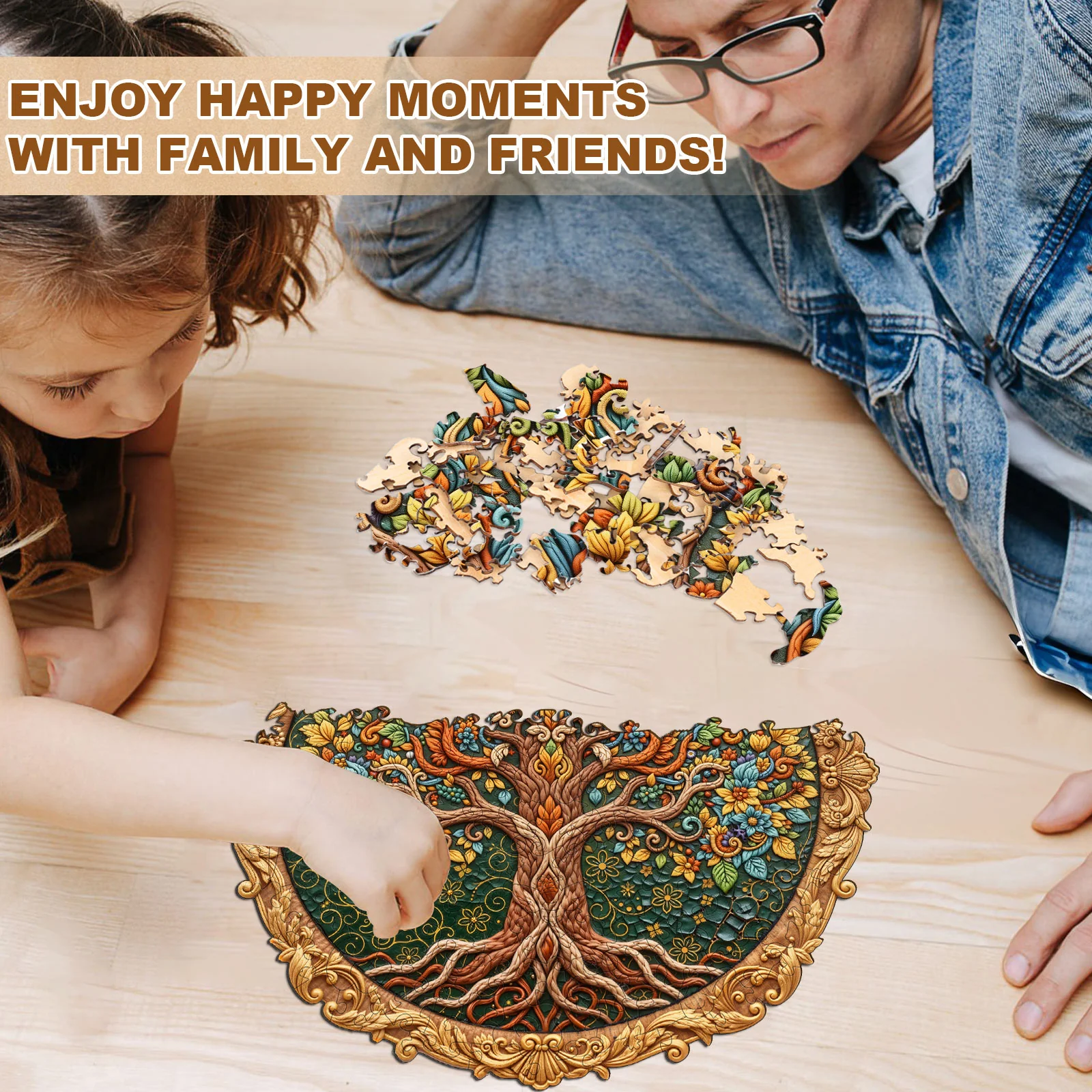 Embroidered Tree of Life Wooden Jigsaw Puzzle - Image 8