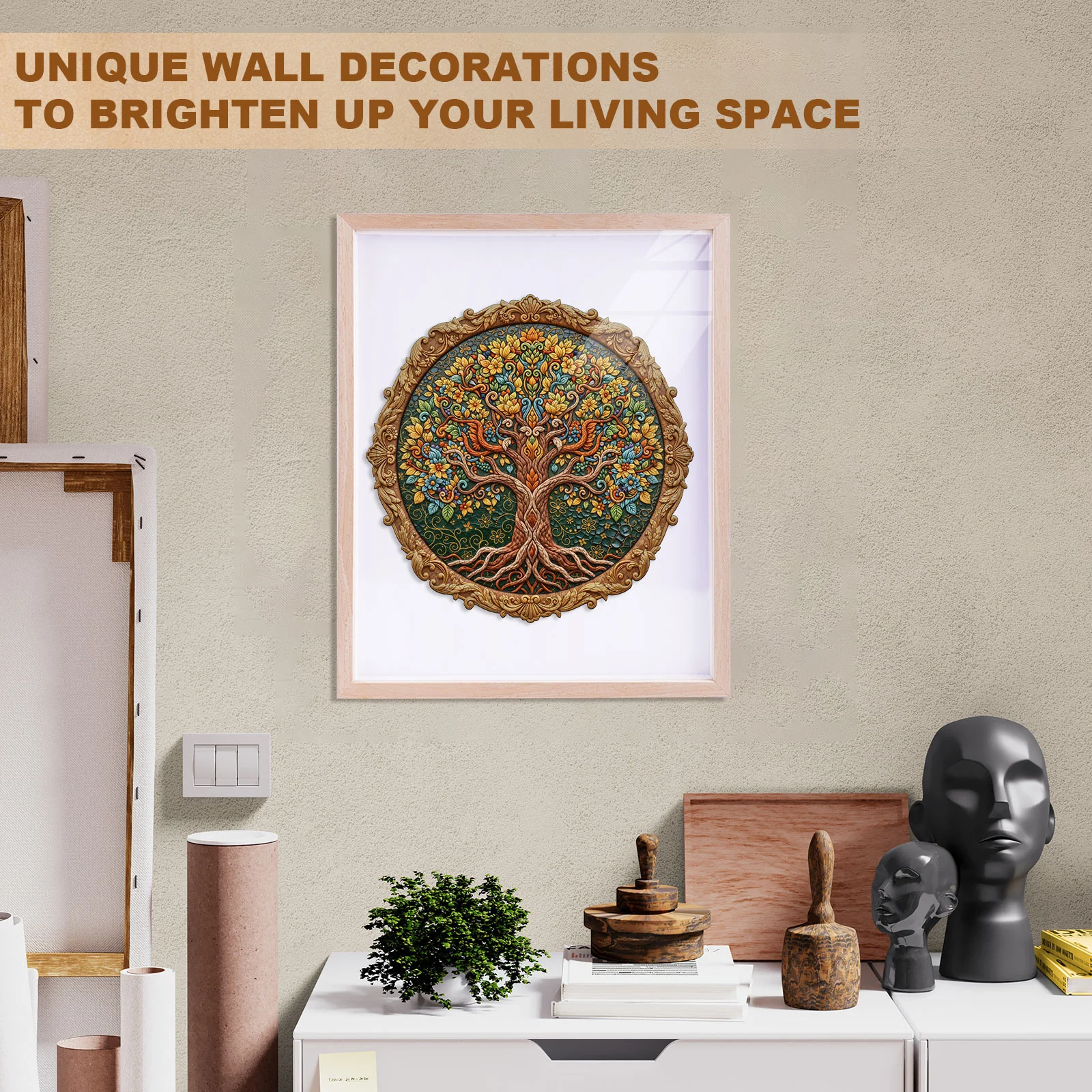 Embroidered Tree of Life Wooden Jigsaw Puzzle - Image 9