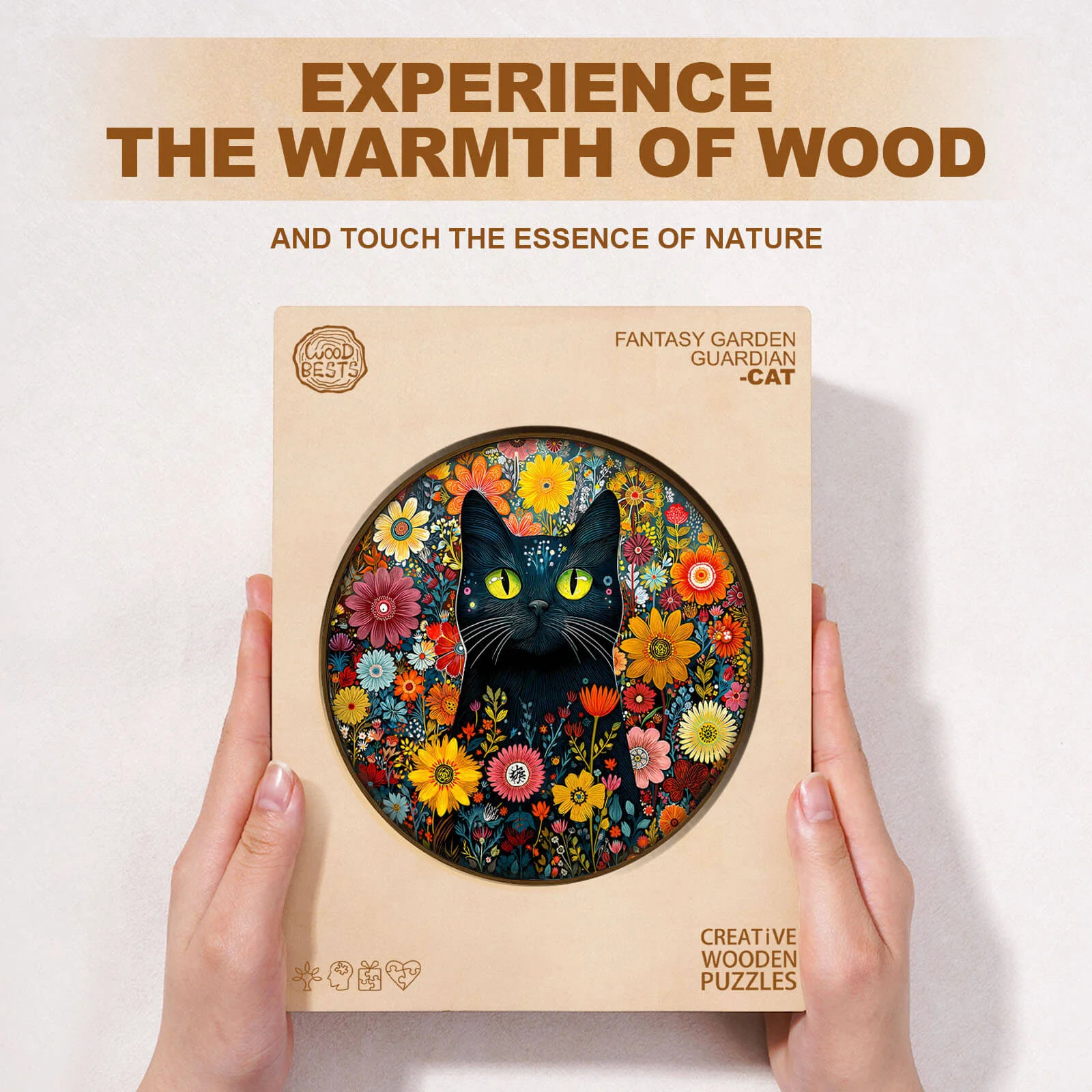 Fantasy Garden Guardian-Cat Wooden Jigsaw Puzzle - Image 3