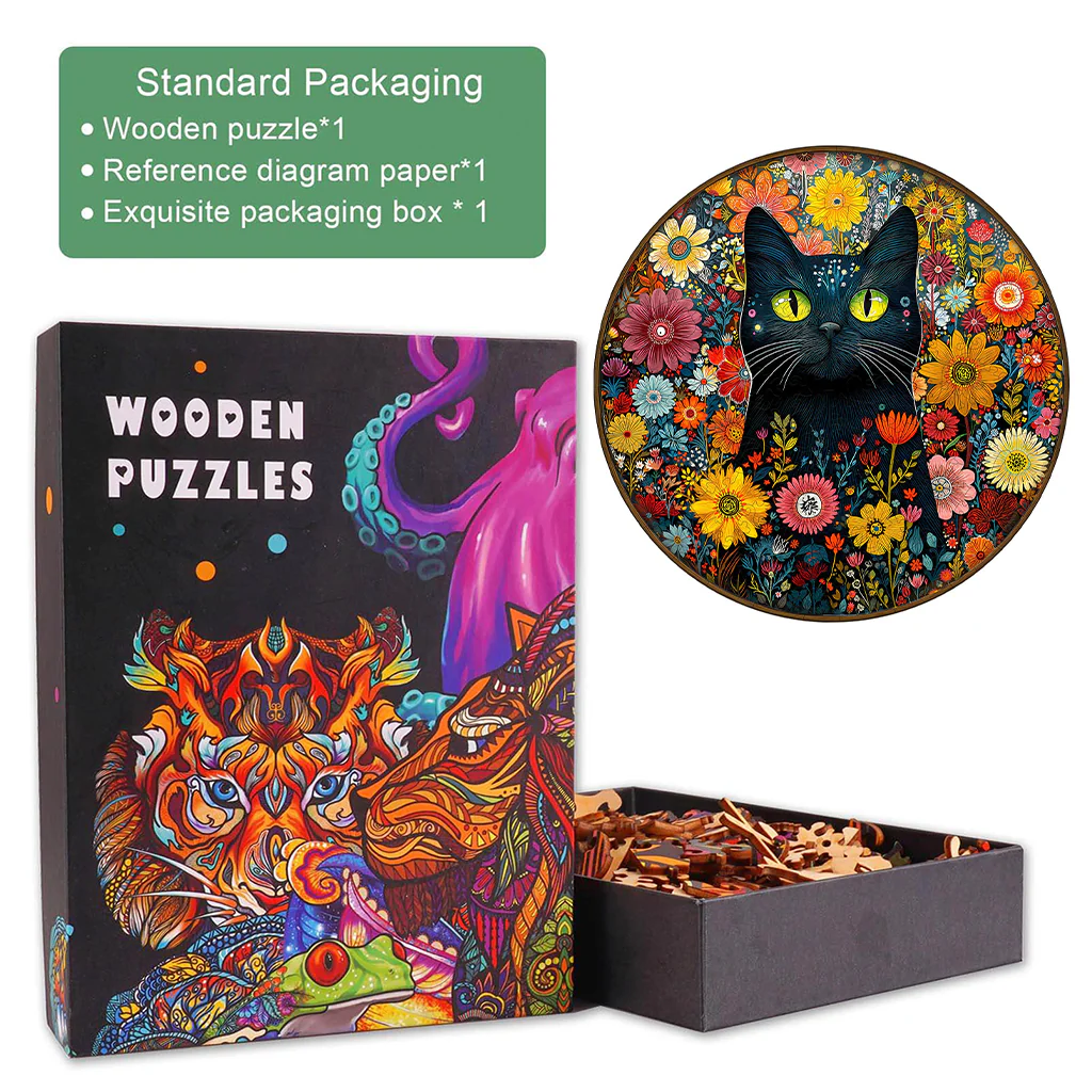 Fantasy Garden Guardian-Cat Wooden Jigsaw Puzzle - Image 5