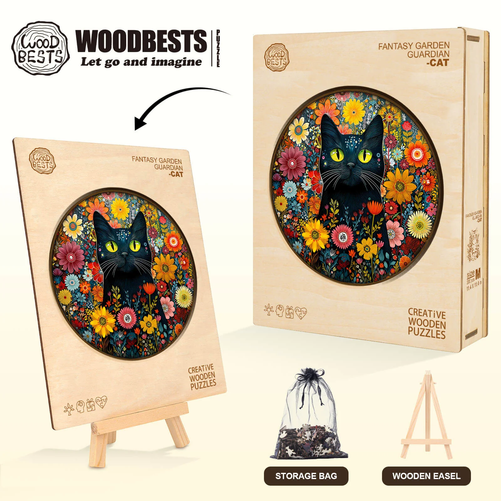 Fantasy Garden Guardian-Cat Wooden Jigsaw Puzzle - Image 6