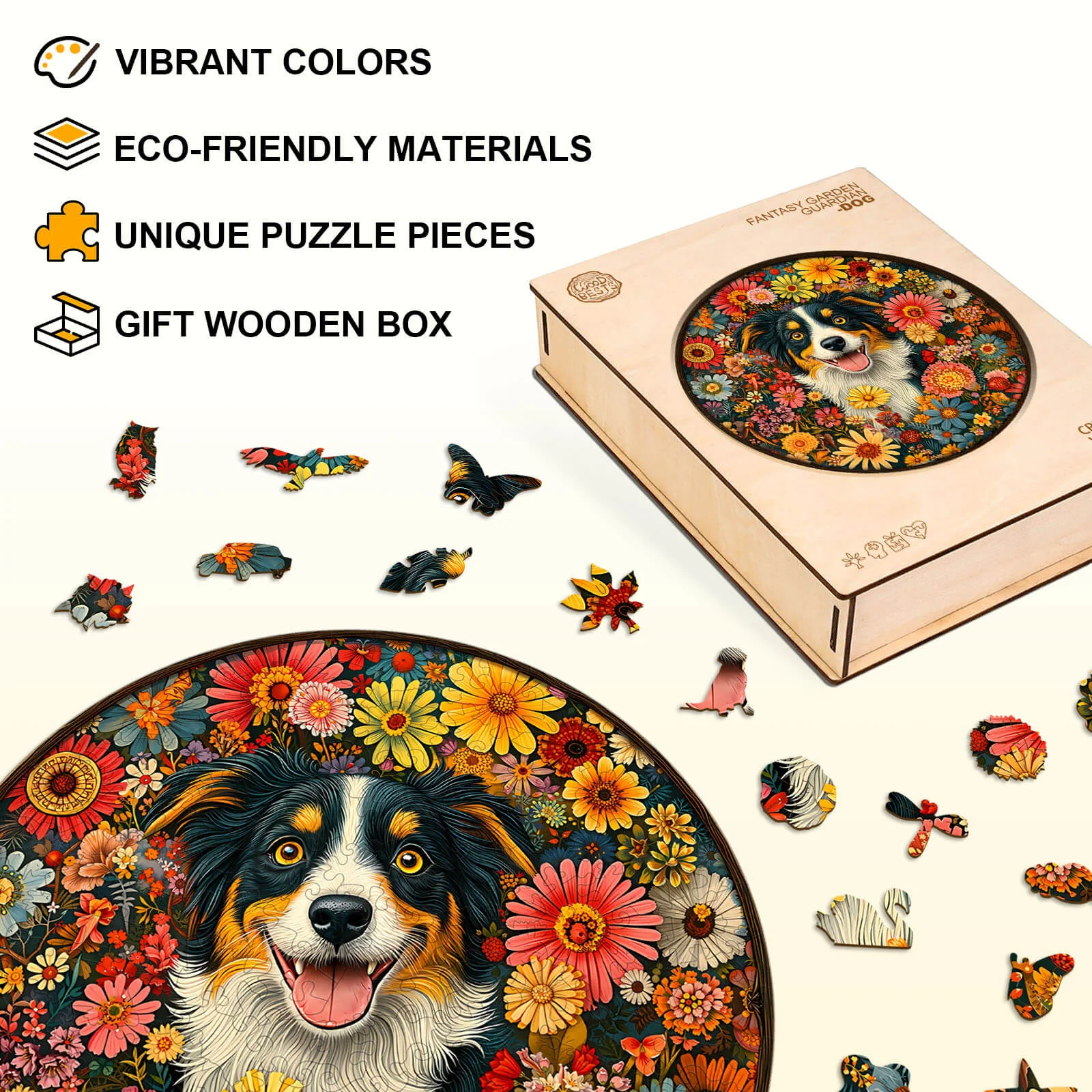 Fantasy Garden Guardian-Dog Wooden Jigsaw Puzzle - Image 4