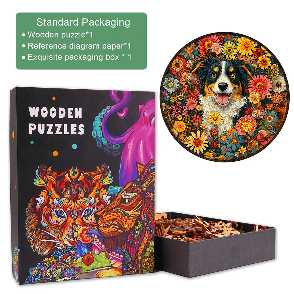 Fantasy Garden Guardian-Dog Wooden Jigsaw Puzzle - Image 5
